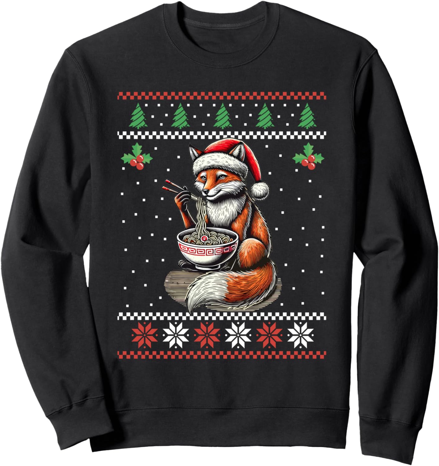Fox Ramen Japanese Ugly Christmas Sweater Xmas Sweatshirt