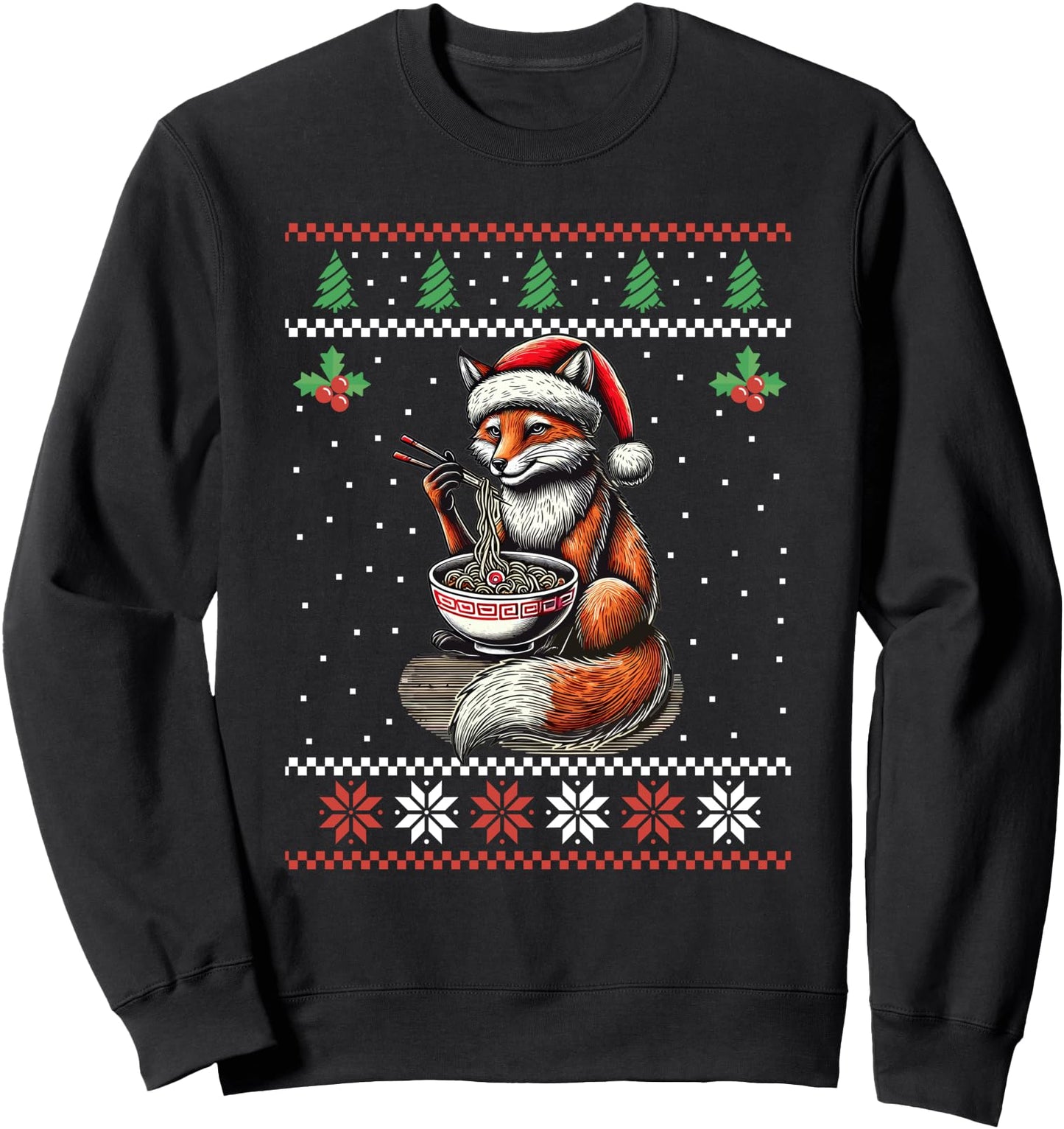 Fox Ramen Japanese Ugly Christmas Sweater Xmas Sweatshirt