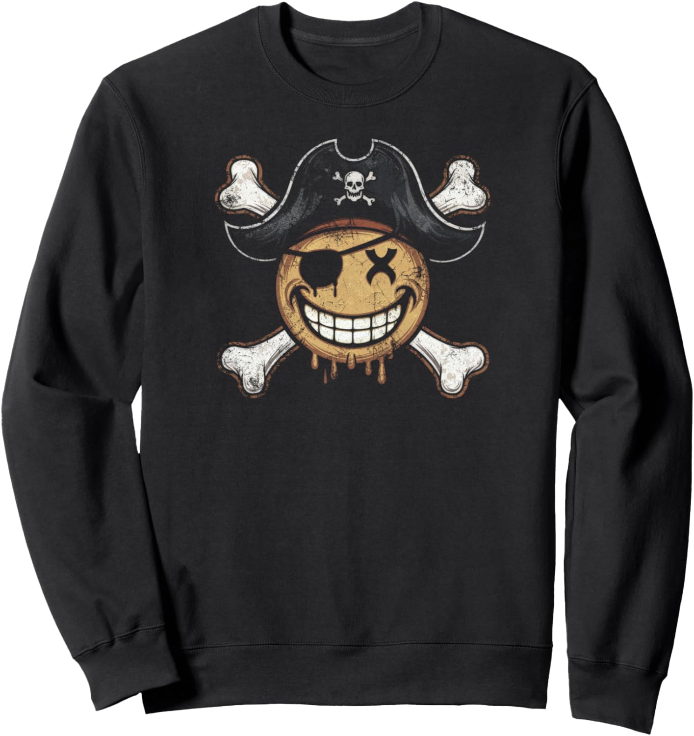 Pirate Smiling Face, X Eyes Smile Face Pirates Captain Sweatshirt