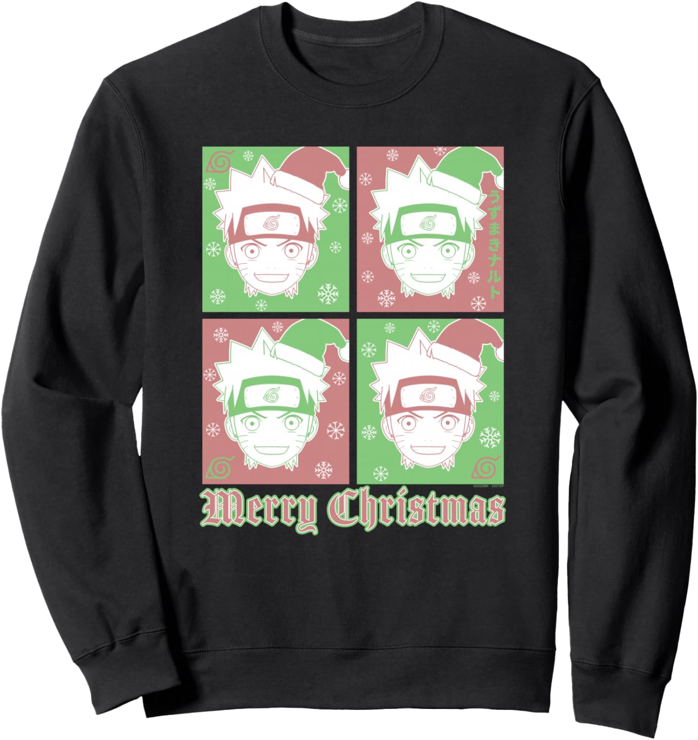 Naruto Shippuden Merry Christmas Pop Art Grid Holiday Anime Sweatshirt