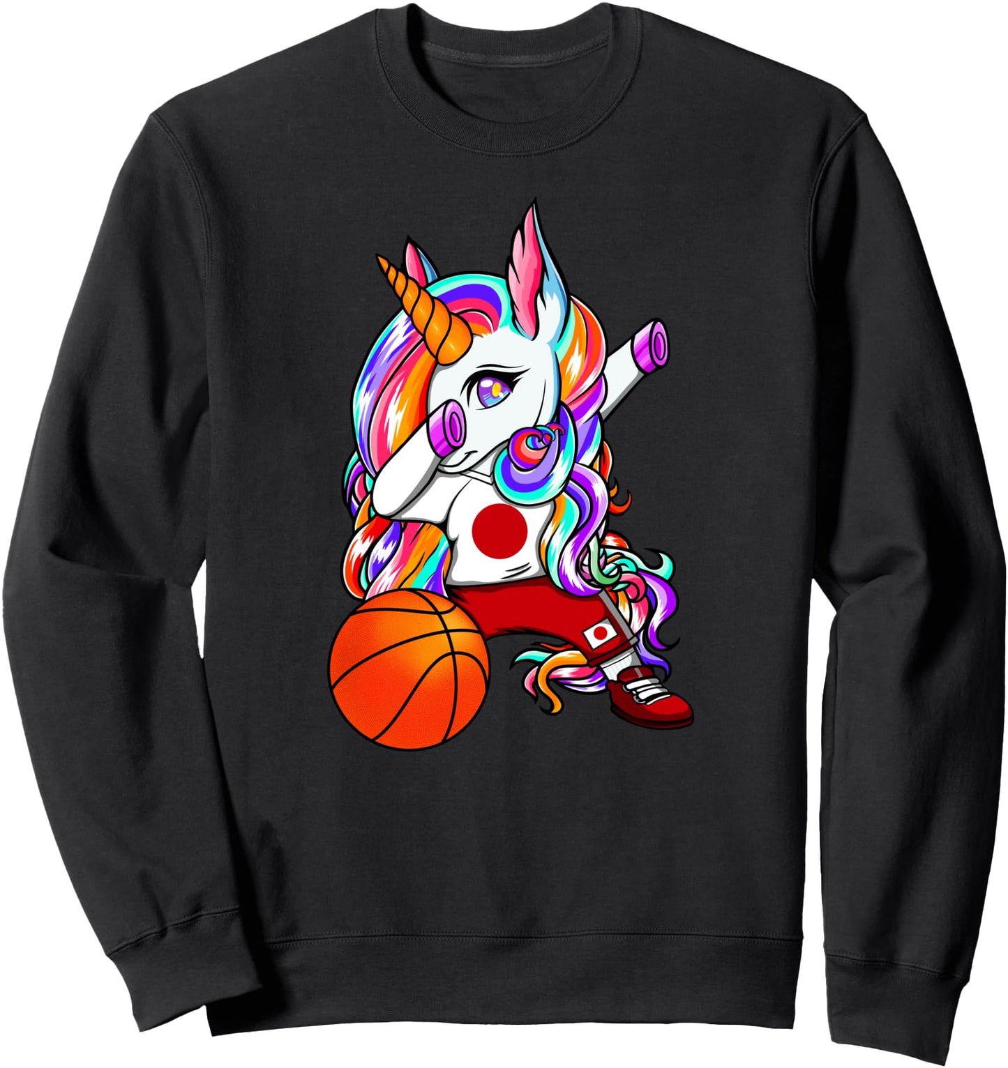 Dabbing Unicorn Japan Basketball Fans Jersey Japanese Flag Sweatshirt