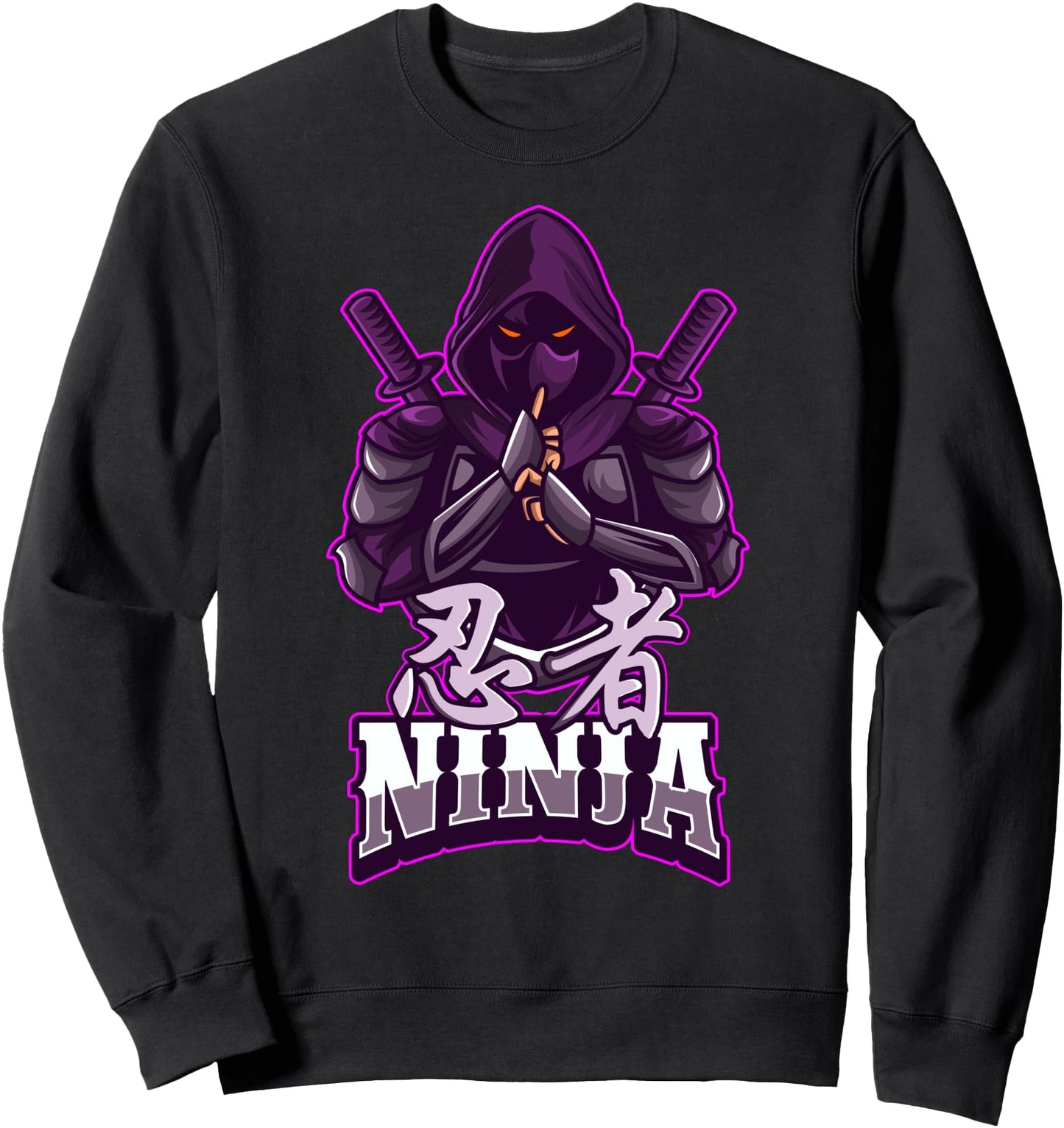 Japanese Ninja Assassin Ninjitsu Warrior with Kanji Sweatshirt