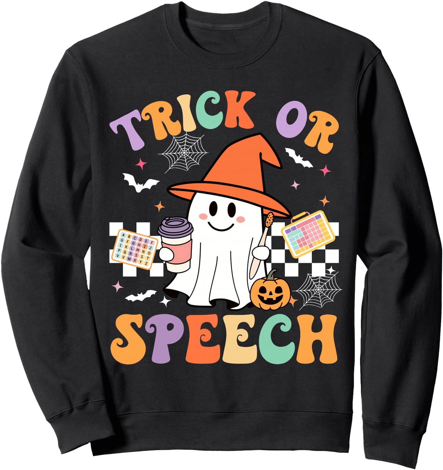 Trick Or Speech Halloween SLP Retro Speech Therapy Halloween Sweatshirt