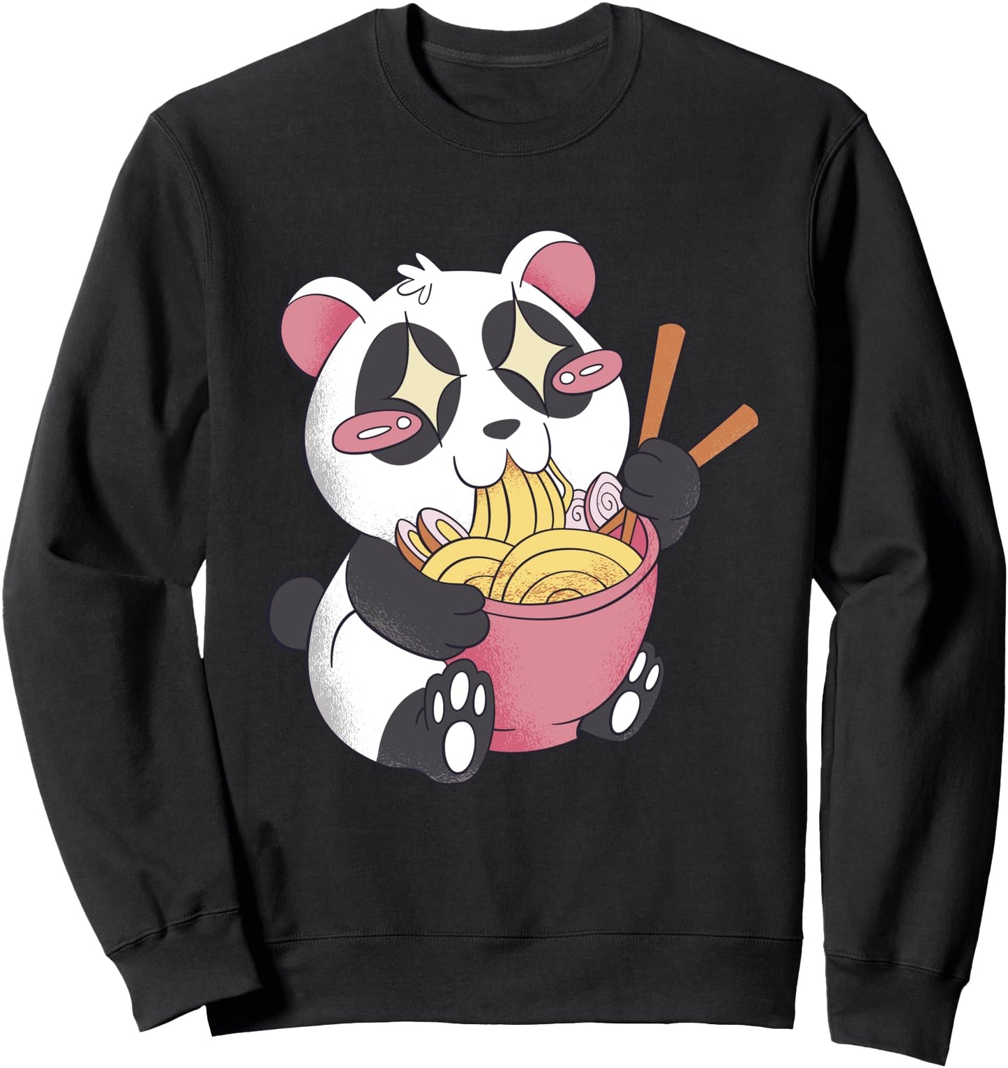 Kawaii Panda Bear Eating Ramen Noodles Cute Japanese Graphic Sweatshirt