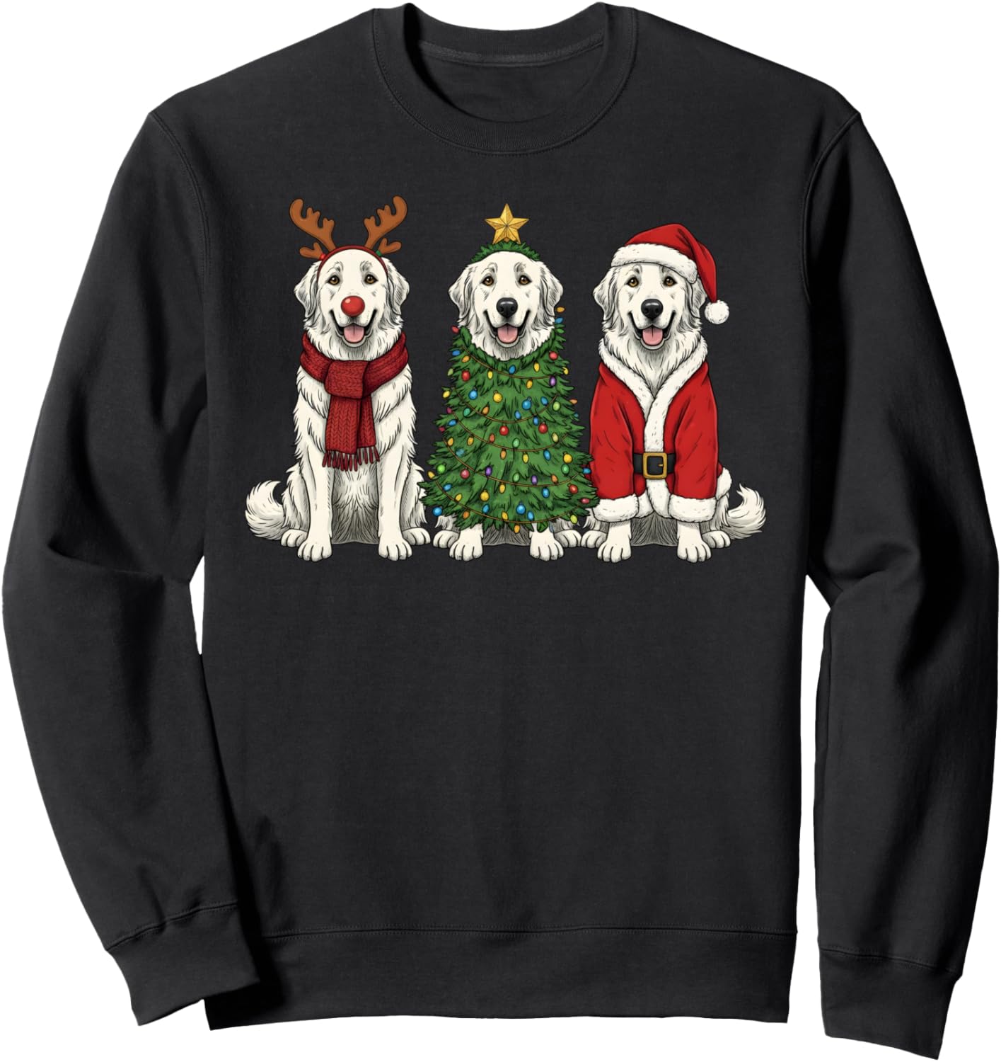 Retro Christmas Great Pyrenees Santa Reindeer Dog Lover Sweatshirt