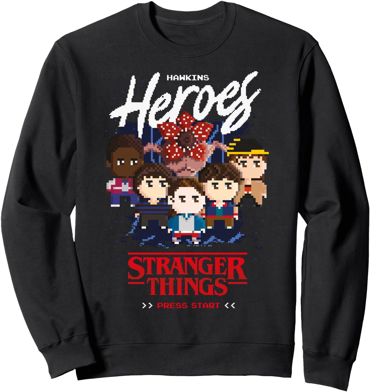 Stranger Things Season 5 Hawkins Heroes Video Game Screen Sweatshirt