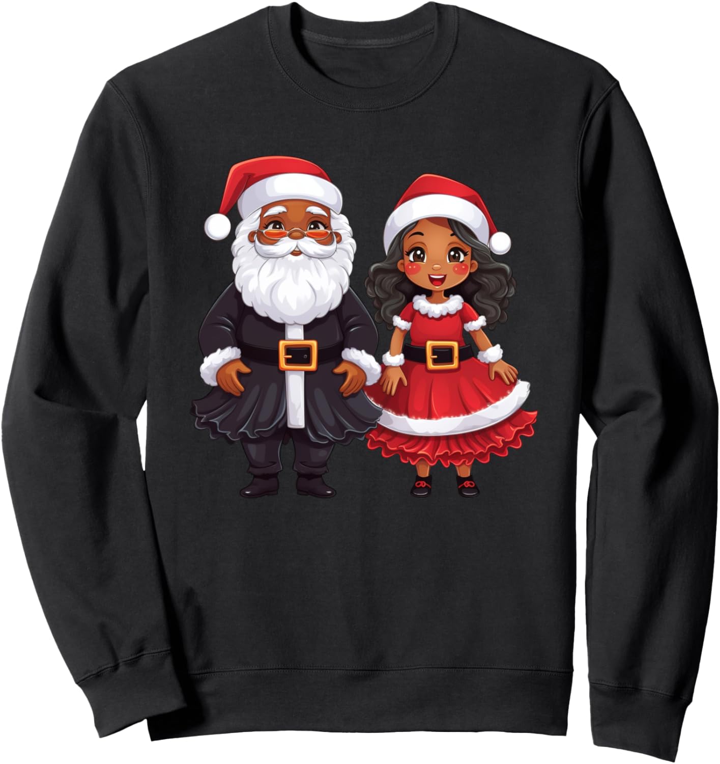 African Santa Mrs Claus Dancing African American Christmas Sweatshirt