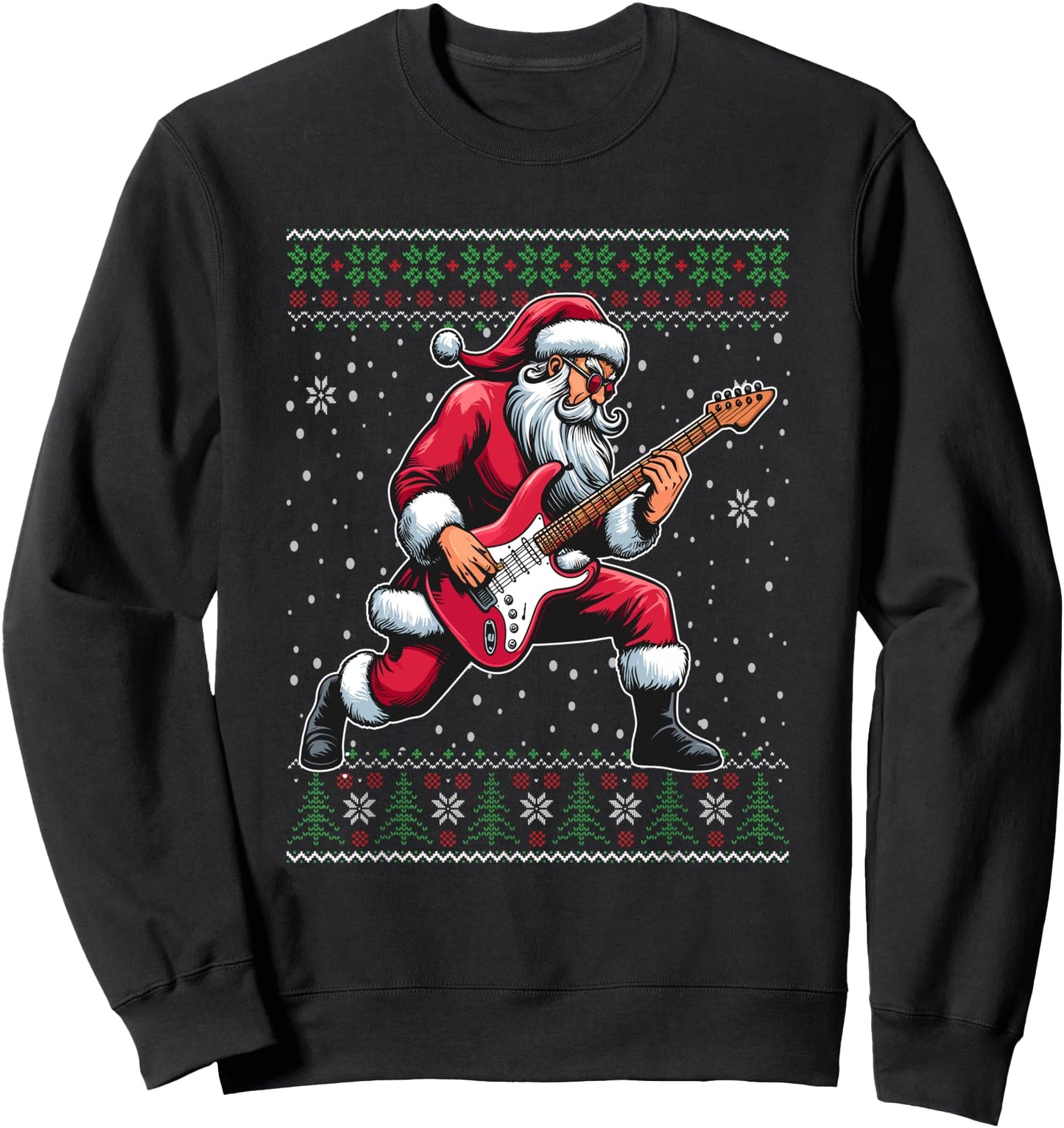 Christmas Santa Guitar Musician Ugly Christmas Sweater Sweatshirt