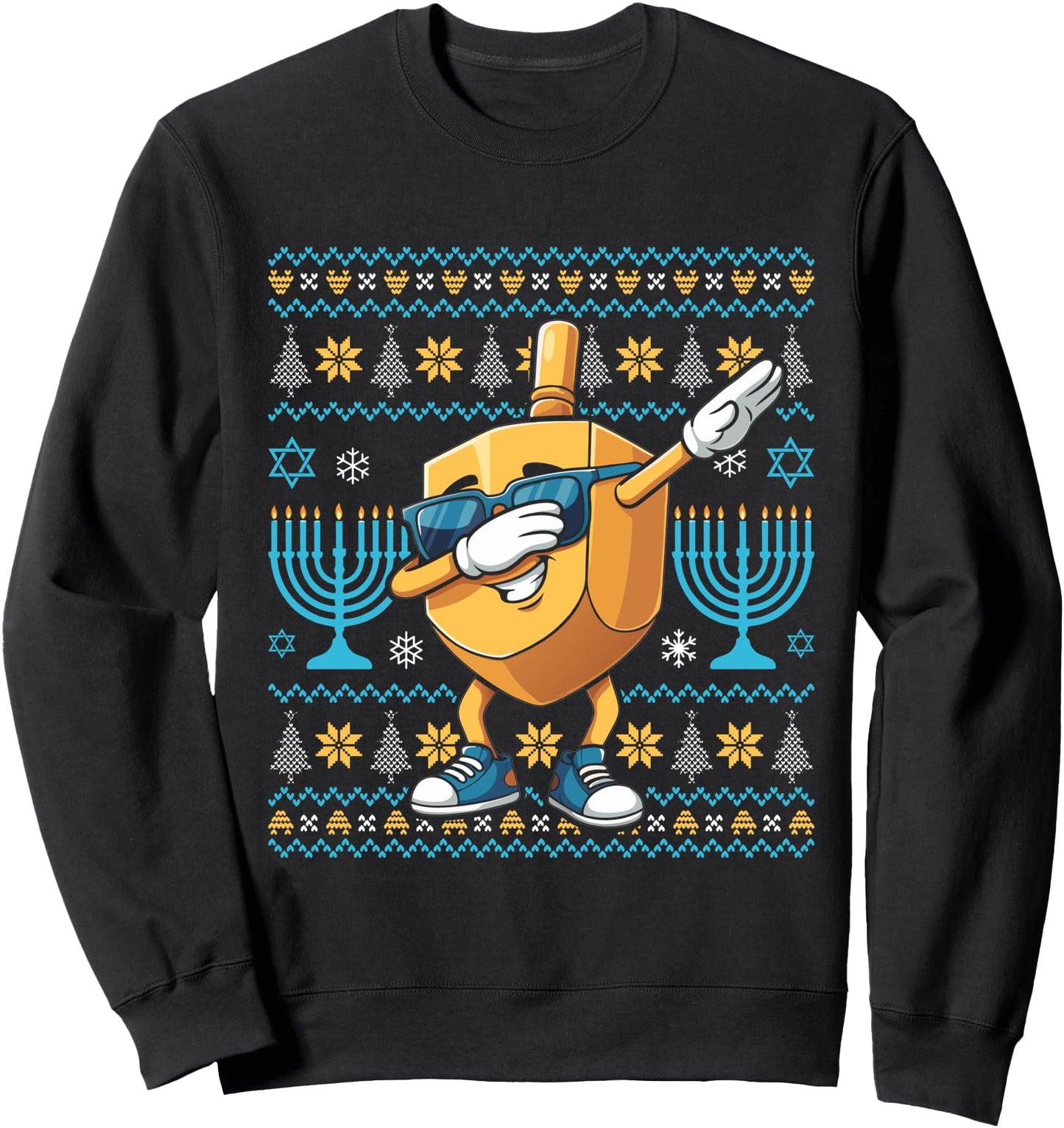 Funny Hanukkah Dreidel Dabbing Ugly Sweater Jewish Chanukah Sweatshirt