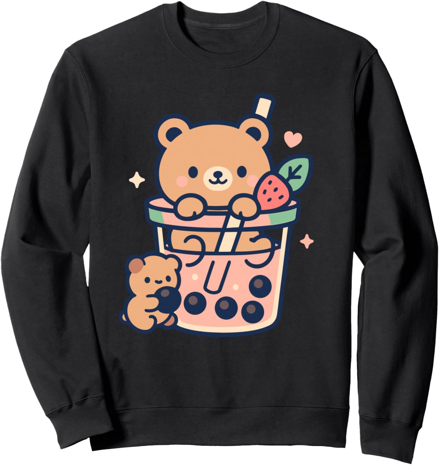 Kawaii Teddy Bear with Bubble Tea Boba Design Cute Sweatshirt