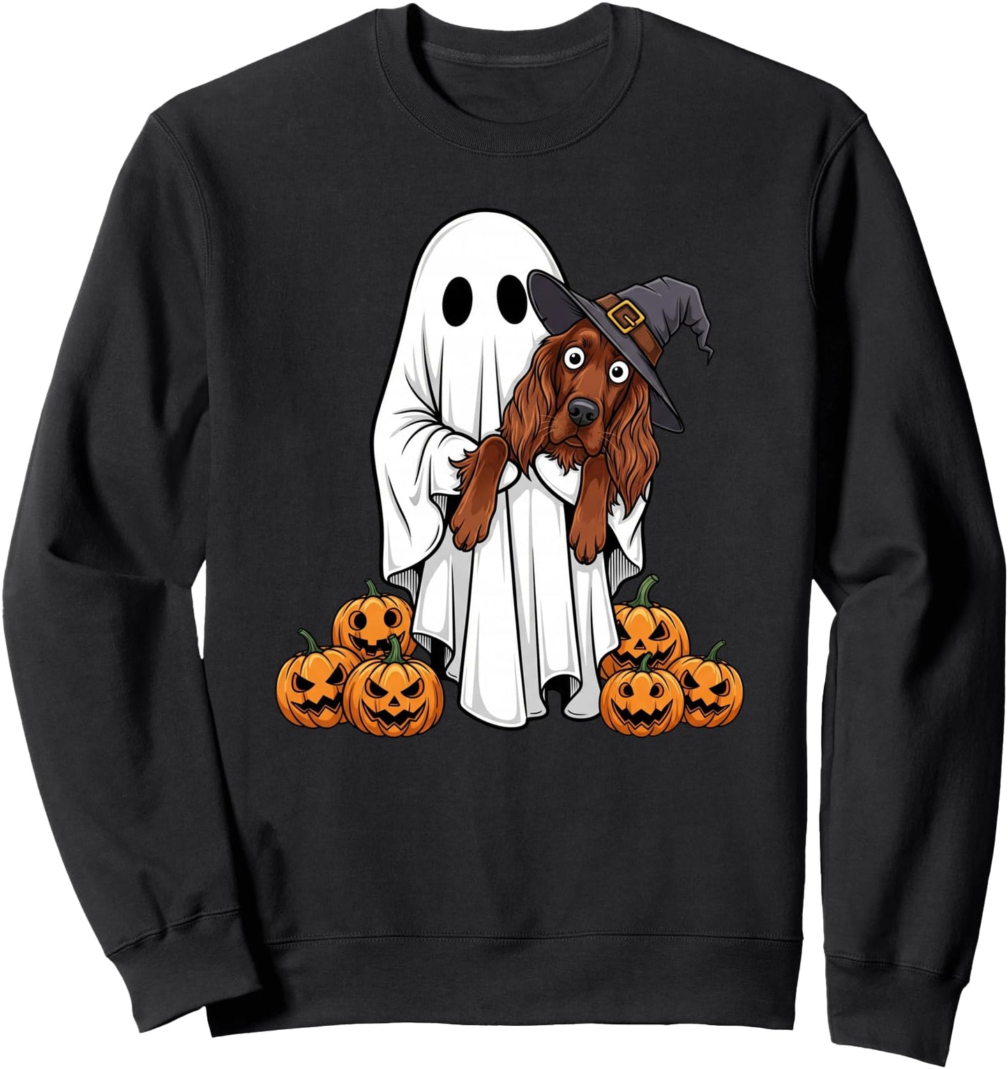 Funny Ghost Irish Setter Pumpkin Halloween Mens Womens Sweatshirt