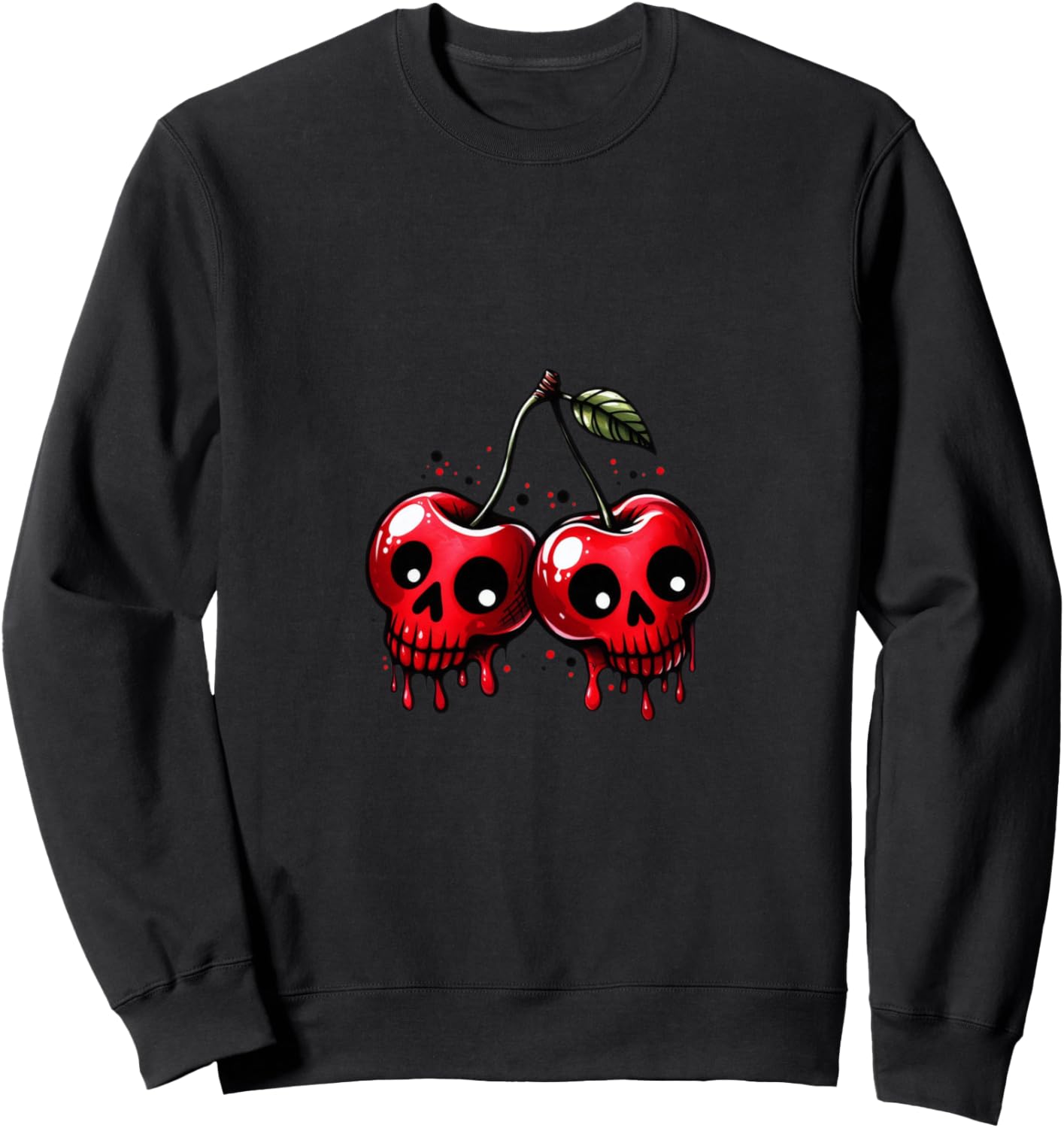 Cherry Skulls Spooky Halloween Dripping Skull Red Cherries Sweatshirt
