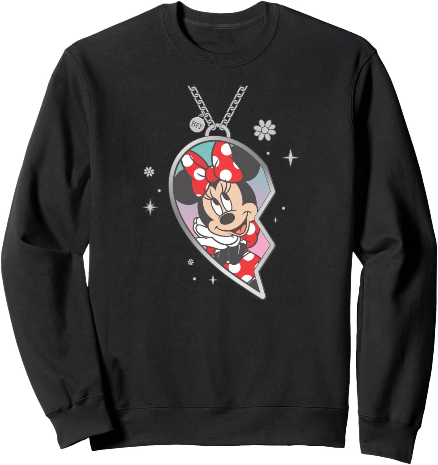 Disney BFF Best Friends Minnie Mouse Matching Heart Necklace Sweatshirt