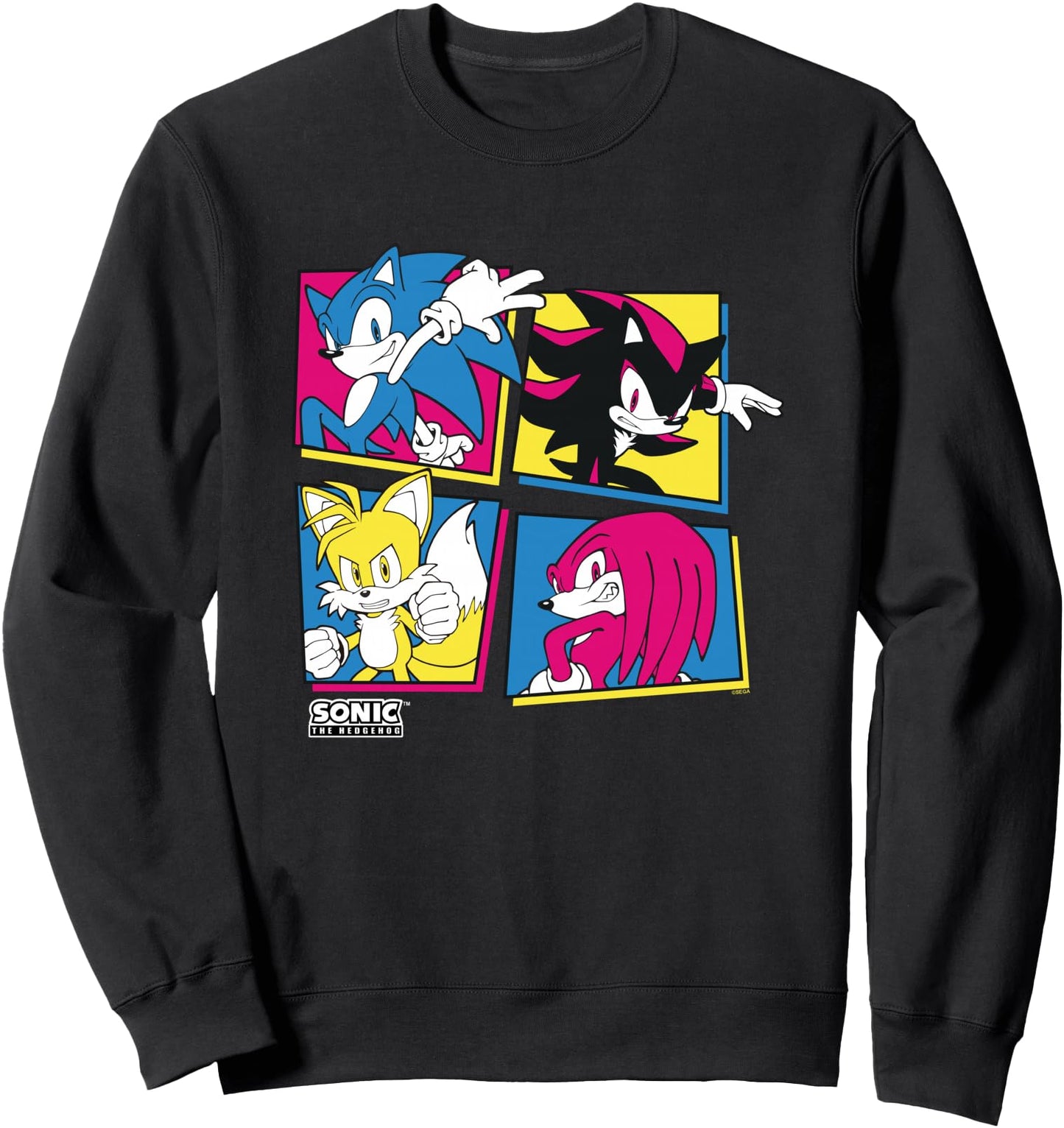 Sonic The Hedgehog Sonic Shadow Tails Knuckles Retro Panels Sweatshirt