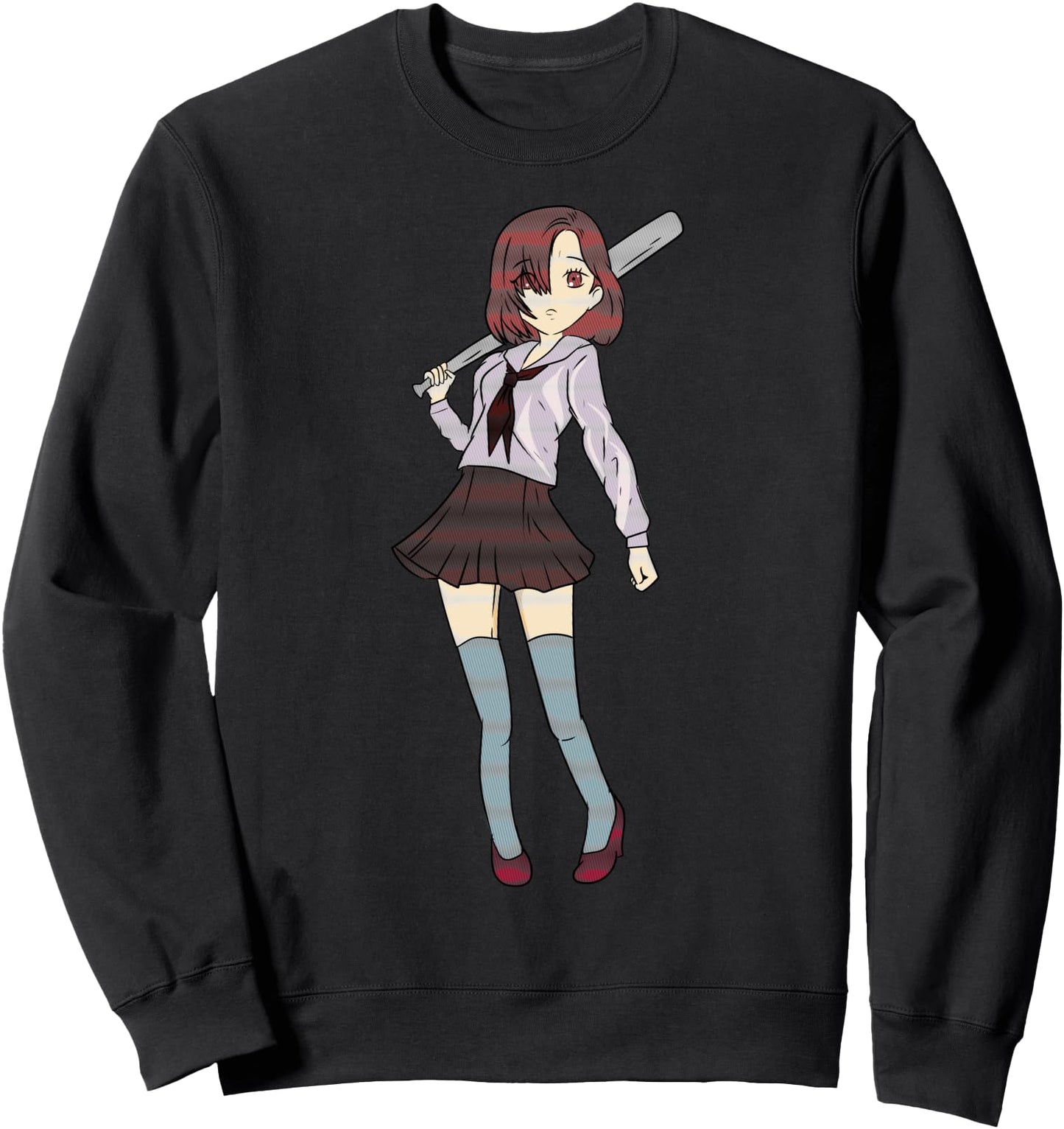Anime Baseball Bat Girl - Japanese Horror Aesthetic Kawaii - Sweatshirt