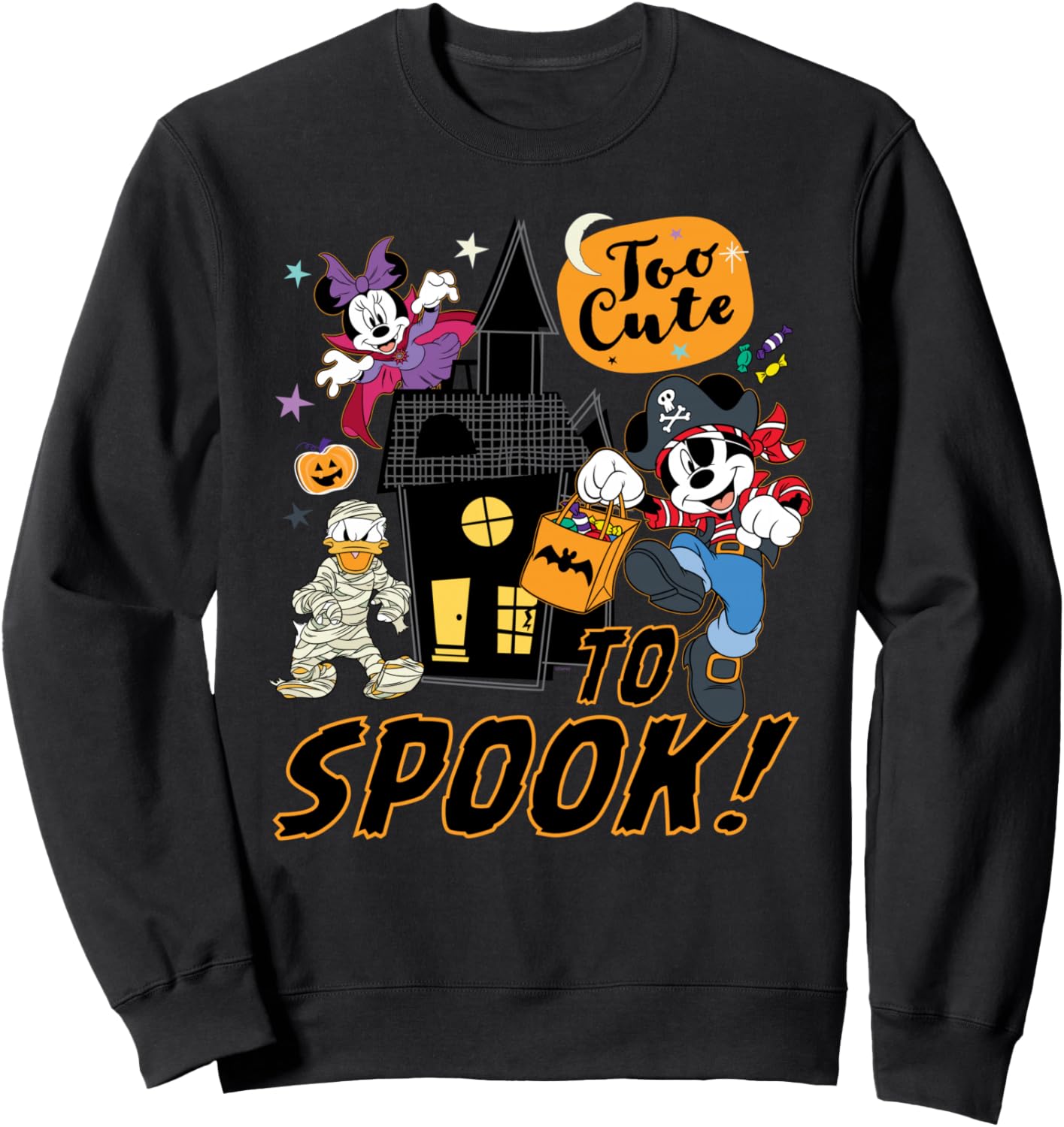 Disney Halloween Mickey Minnie & Donald Too Cute to Spook! Sweatshirt
