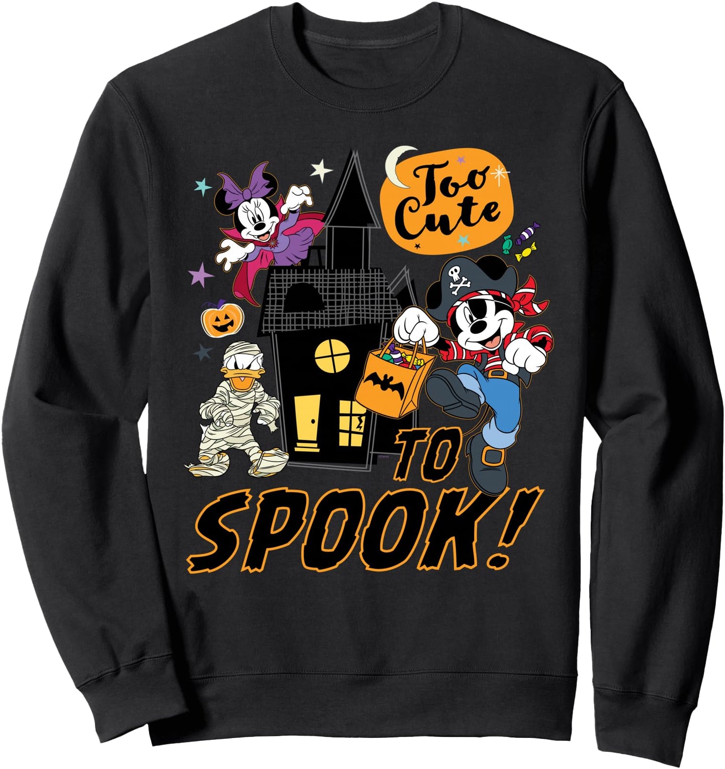 Disney Halloween Mickey Minnie & Donald Too Cute to Spook! Sweatshirt