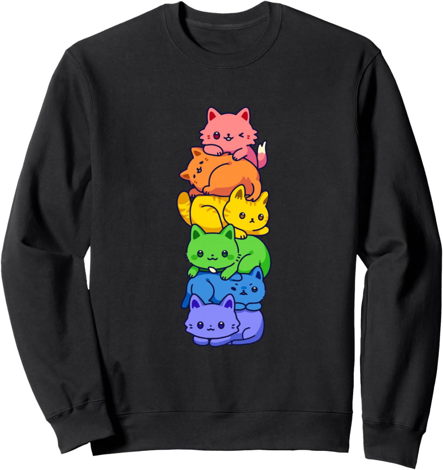 Gay Pride Cat LGBT Kawaii Cats Pile Cute Anime Rainbow Flag Sweatshirt