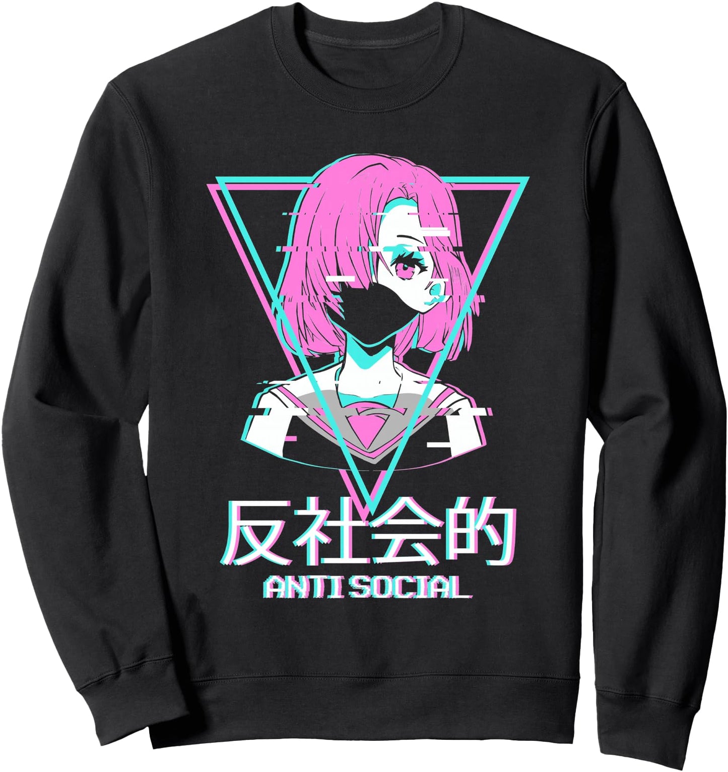 Antisocial Vaporwave Anime Girl Japanese Aesthetic Sweatshirt