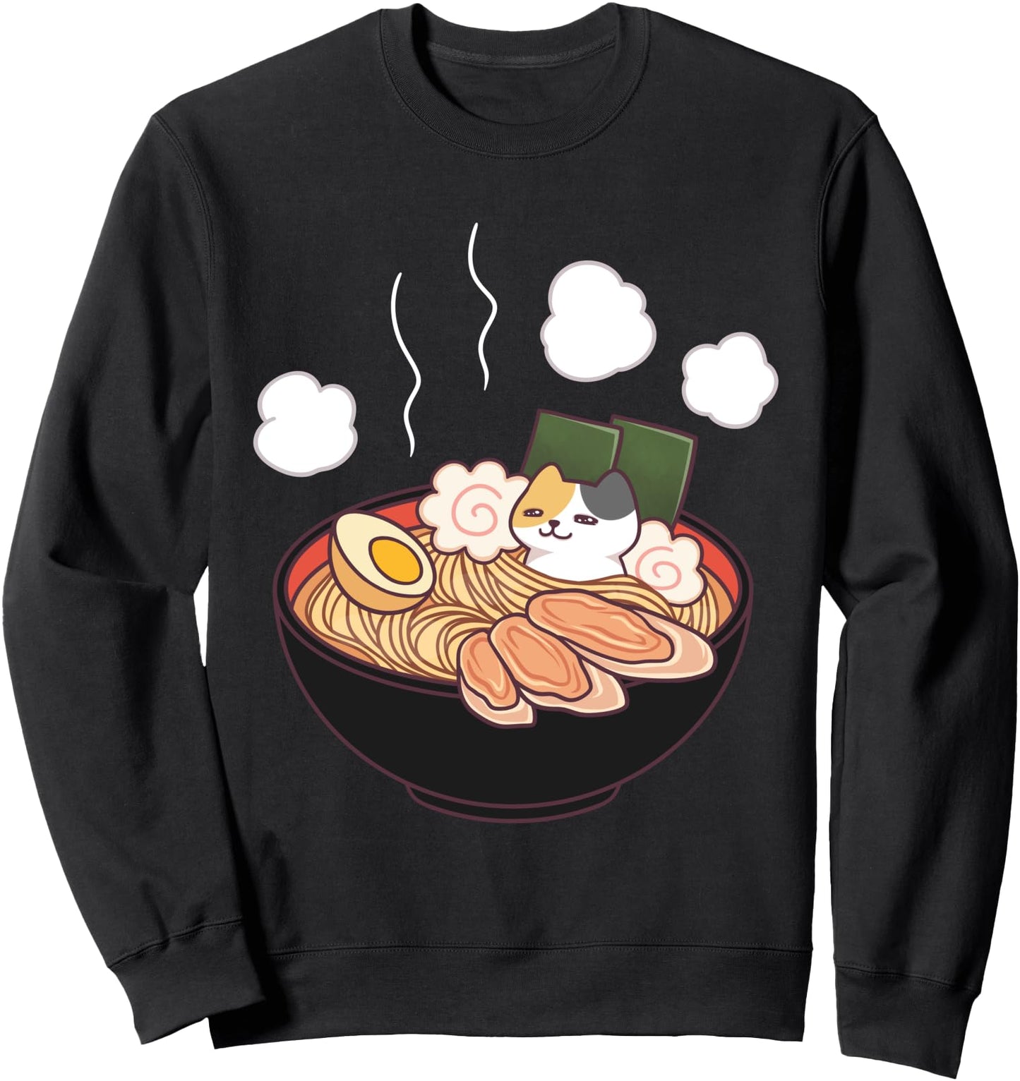 Cat Ramen Noodle Bath Funny Japanese Food Gift Sweatshirt