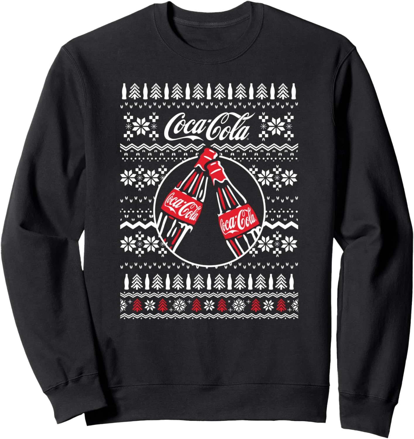 Coca-Cola Christmas Bottle Duo In Holiday Ugly Sweater Style Sweatshirt