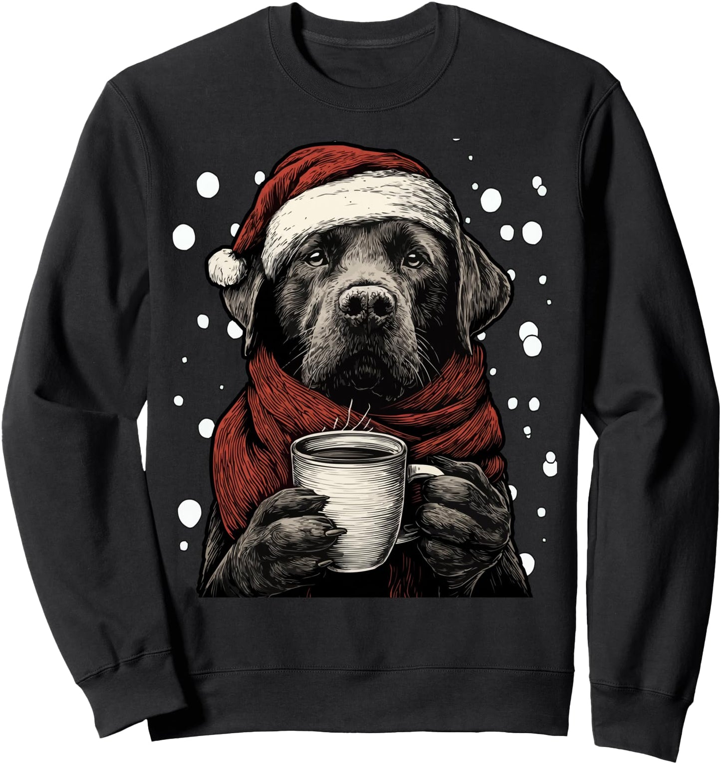 Christmas Labrador Santa Hat Coffee Lover Funny Winter Dog Sweatshirt