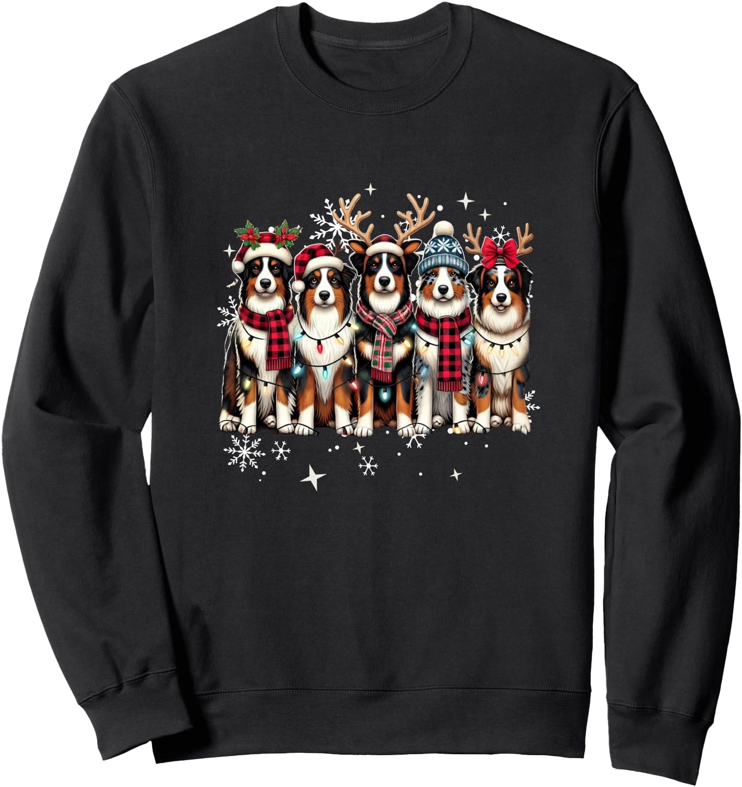 Australian Shepherd Christmas Santa Hat Xmas Aussie Lover Sweatshirt