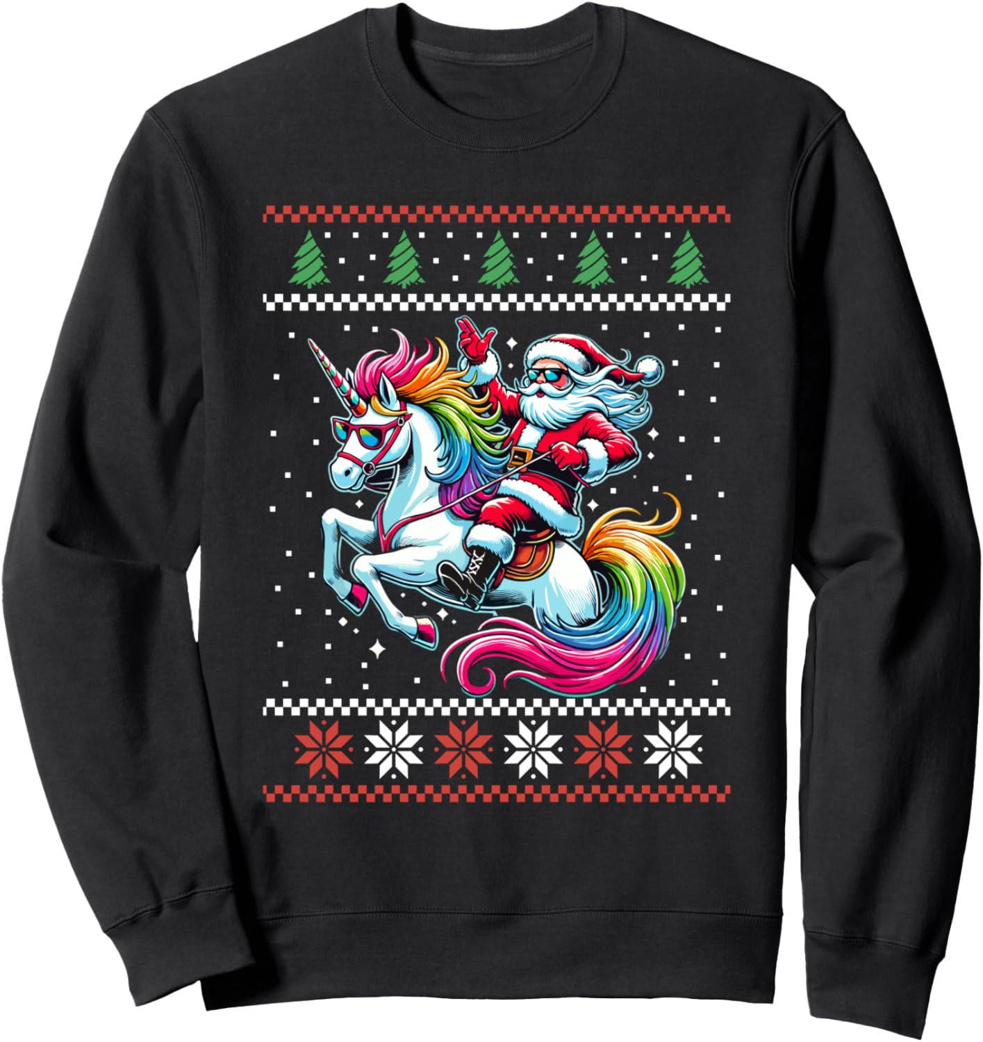 Santa Riding Unicorn Ugly Christmas Sweater Xmas Sweatshirt