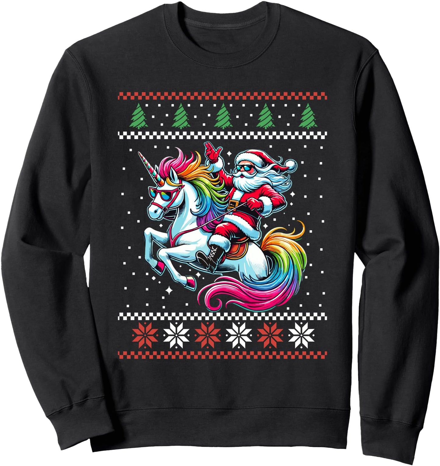 Santa Riding Unicorn Ugly Christmas Sweater Xmas Sweatshirt