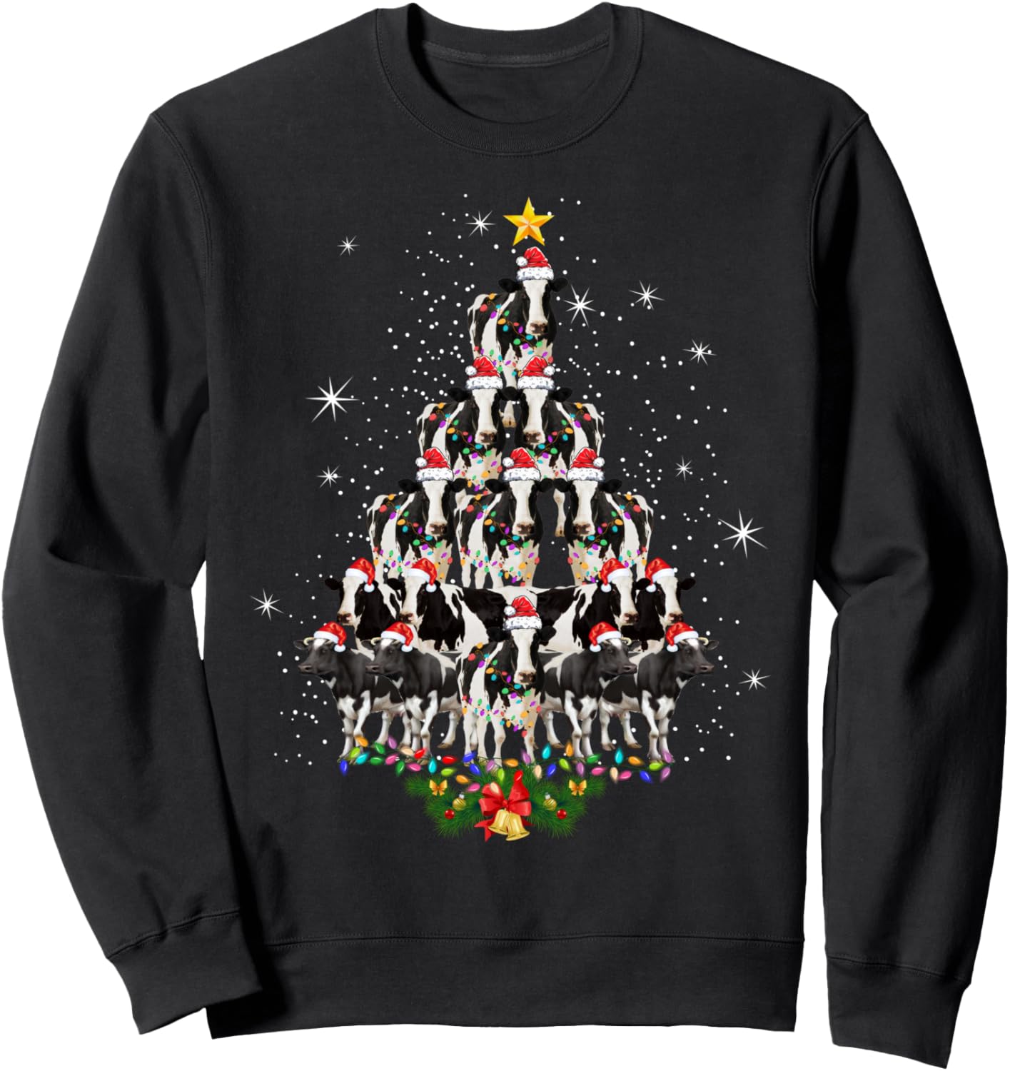 Cow Christmas Tree T Shirt Cow Lover Xmas Gift Sweatshirt