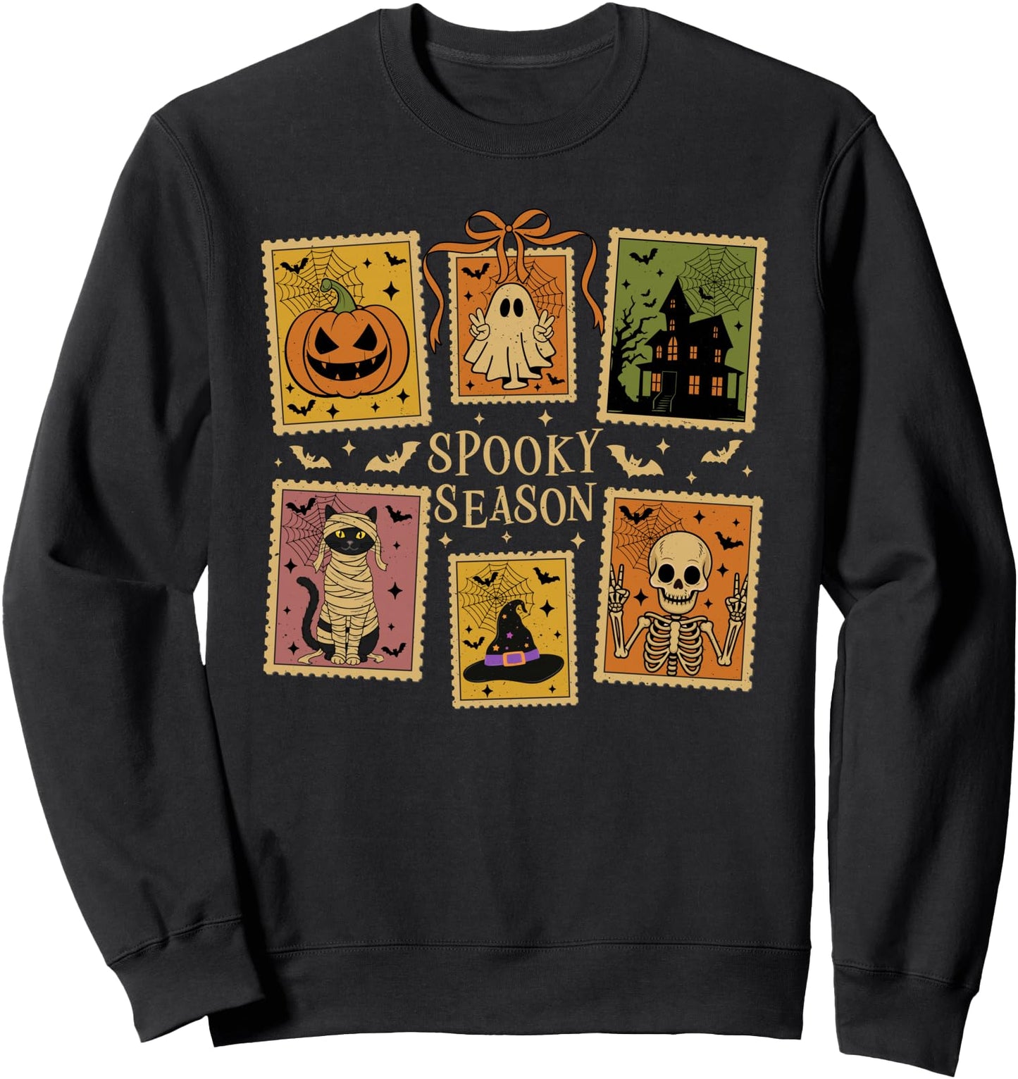 Vintage Halloween Spooky Season Ghost Cat Pumpkin Halloween Sweatshirt