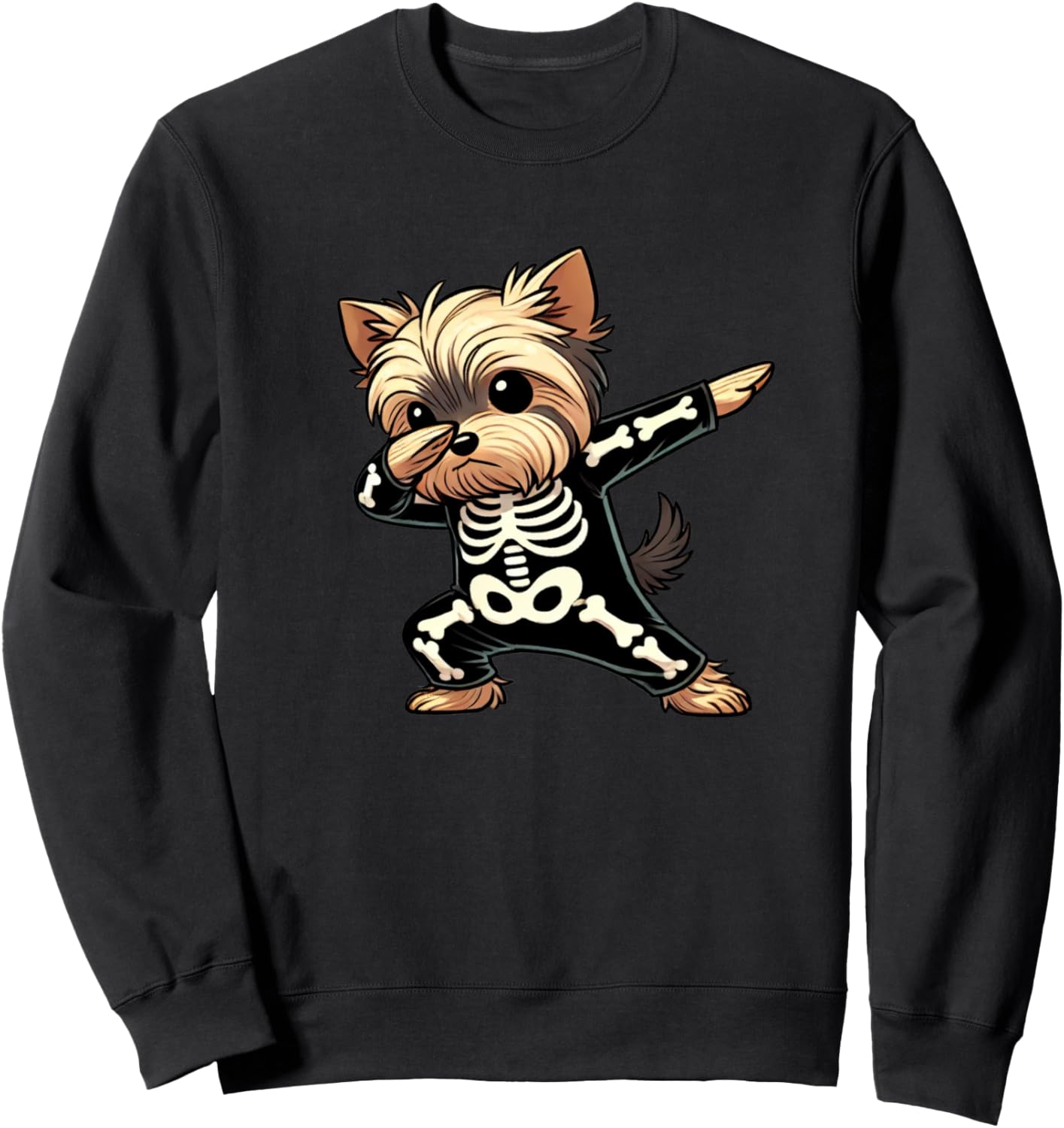 Yorkie Halloween Skeleton Cute Yorkshire Terrier Kids Sweatshirt