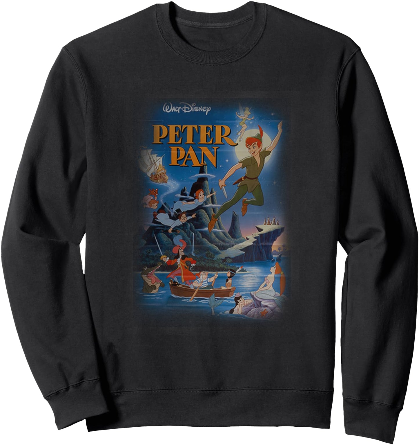 Disney Peter Pan Main Characters Never Land Vintage Poster Sweatshirt