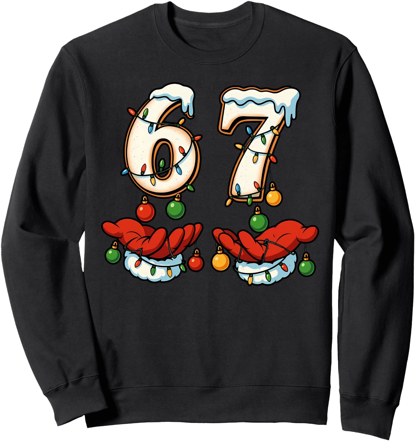 Funny Six Seven 67 Meme 6 7 Elf Santa Christmas Pajamas Sweatshirt