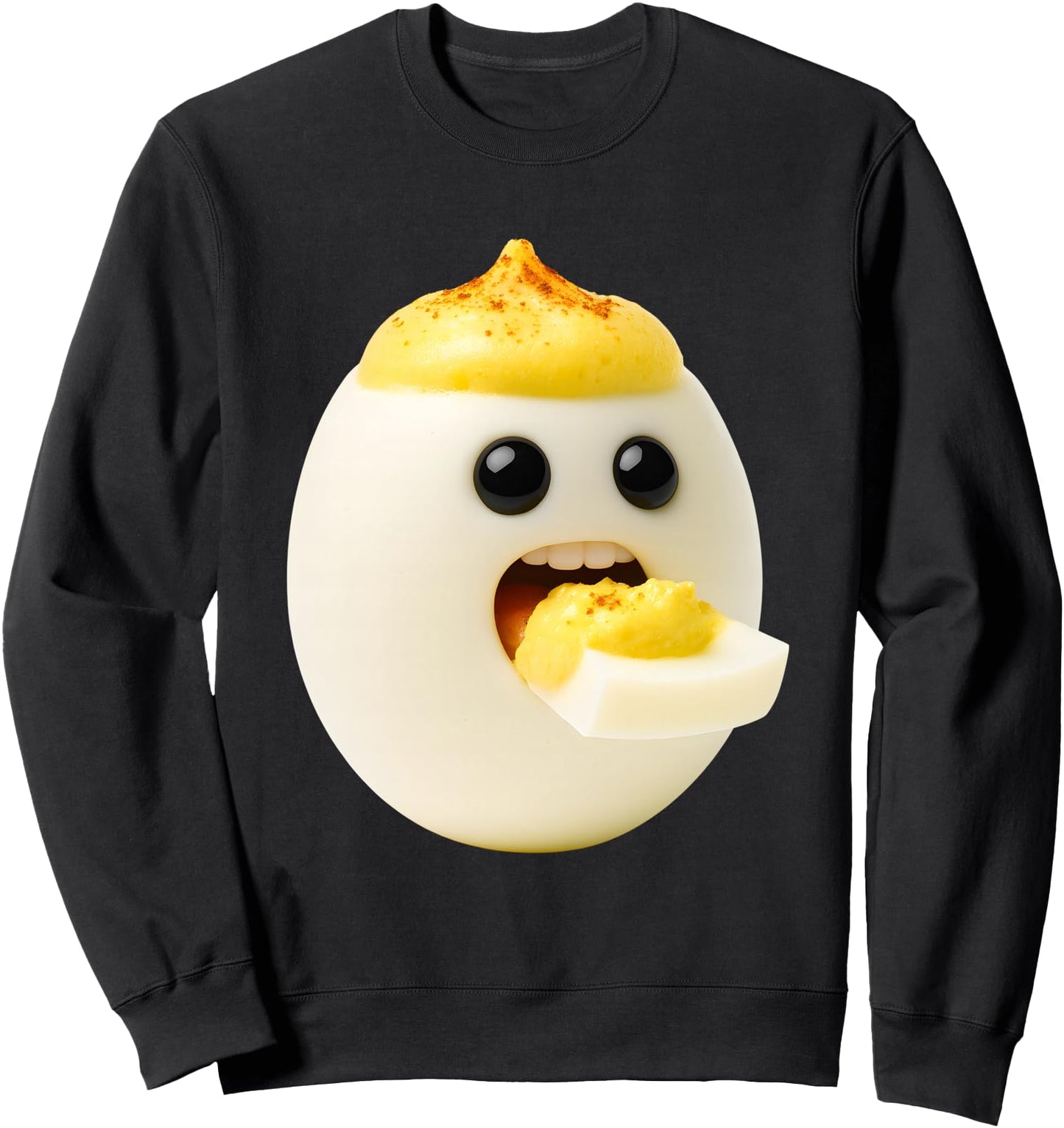 Funny Deviled Egg Eating Itself Meme Cartoon Sweatshirt