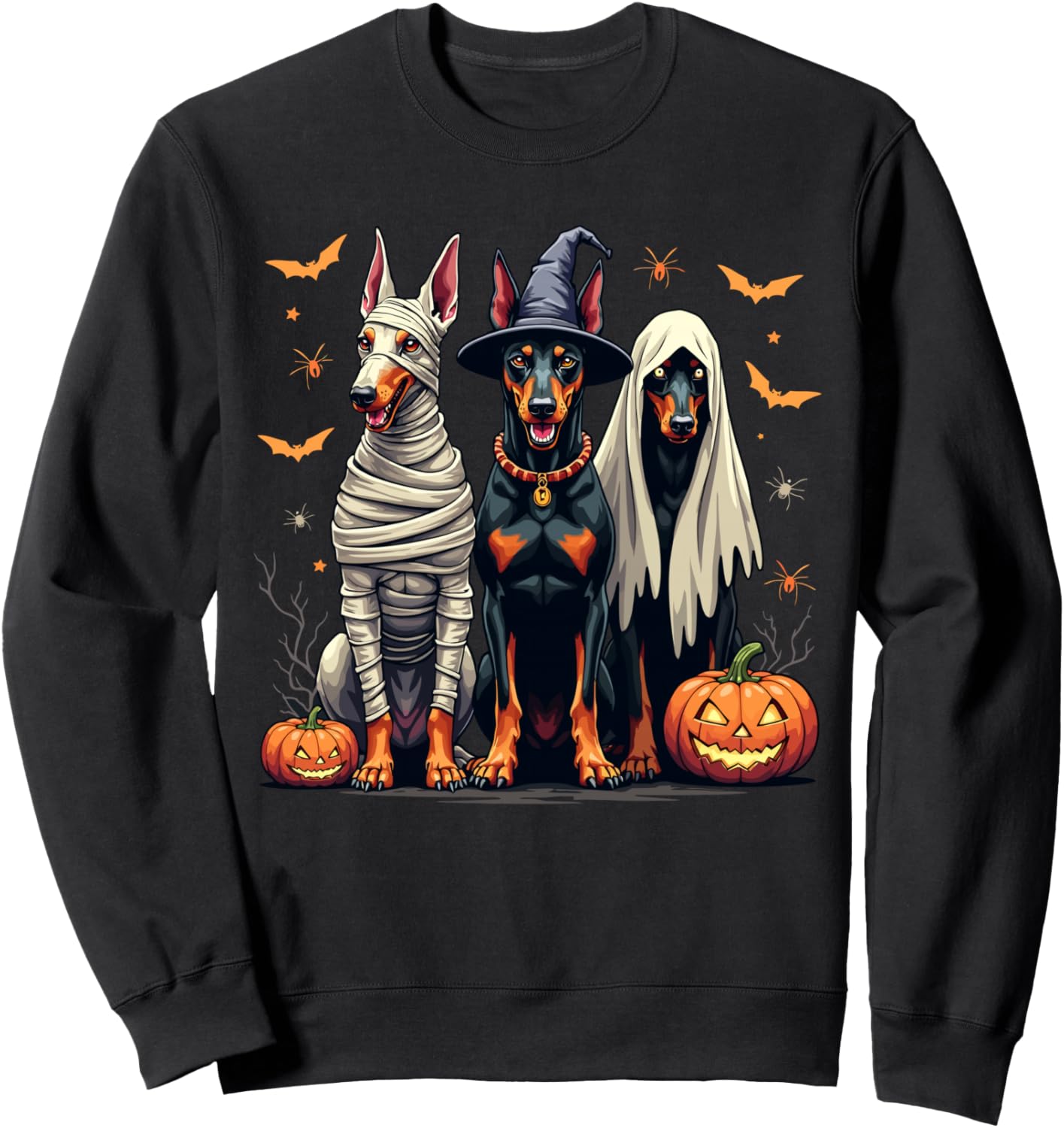 Doberman Halloween Costume Mummy Witch Ghost Sweatshirt