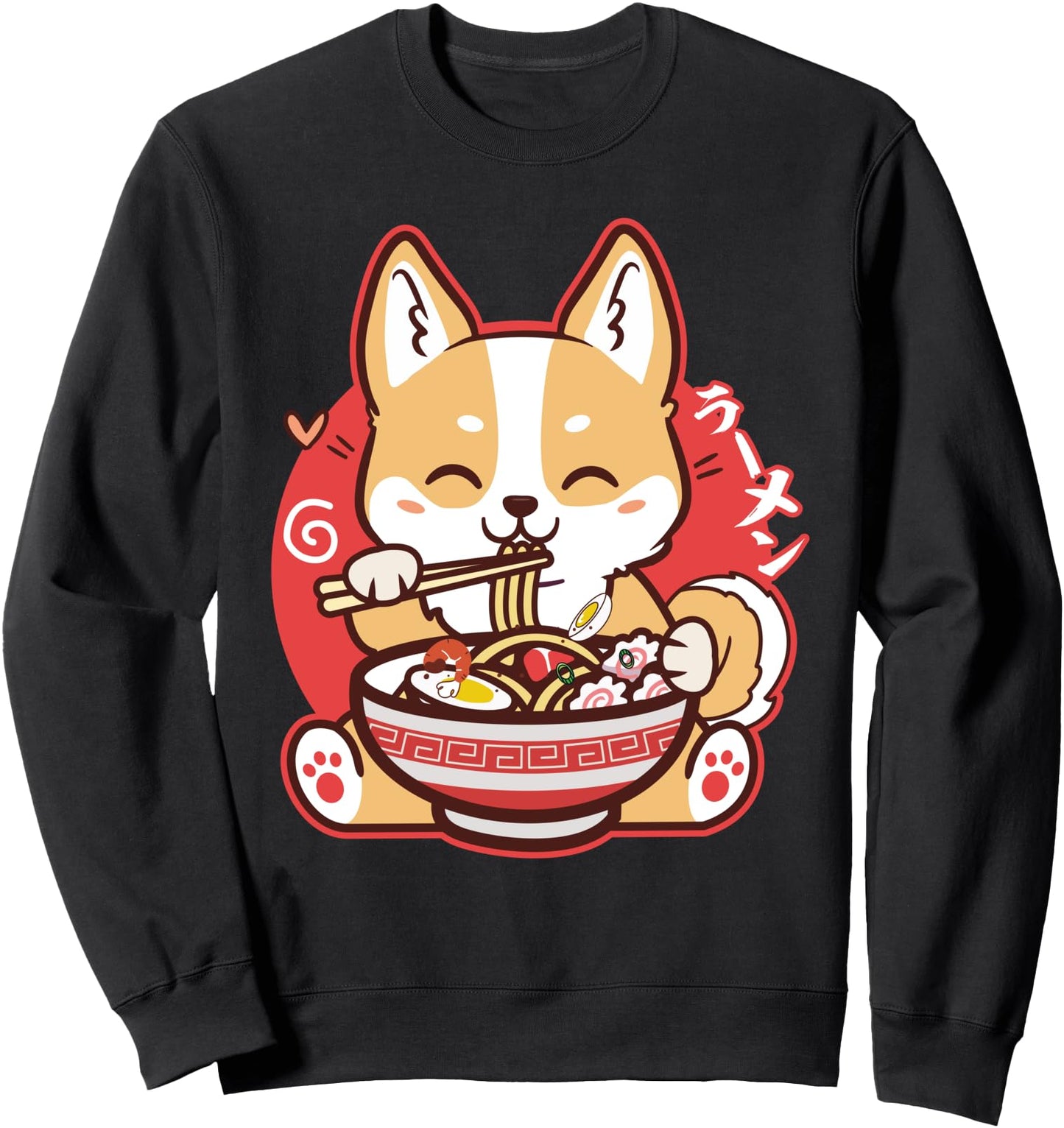 Kawaii Corgi Eating Ramen Cute Japanese Anime Dog Lovers Sweatshirt
