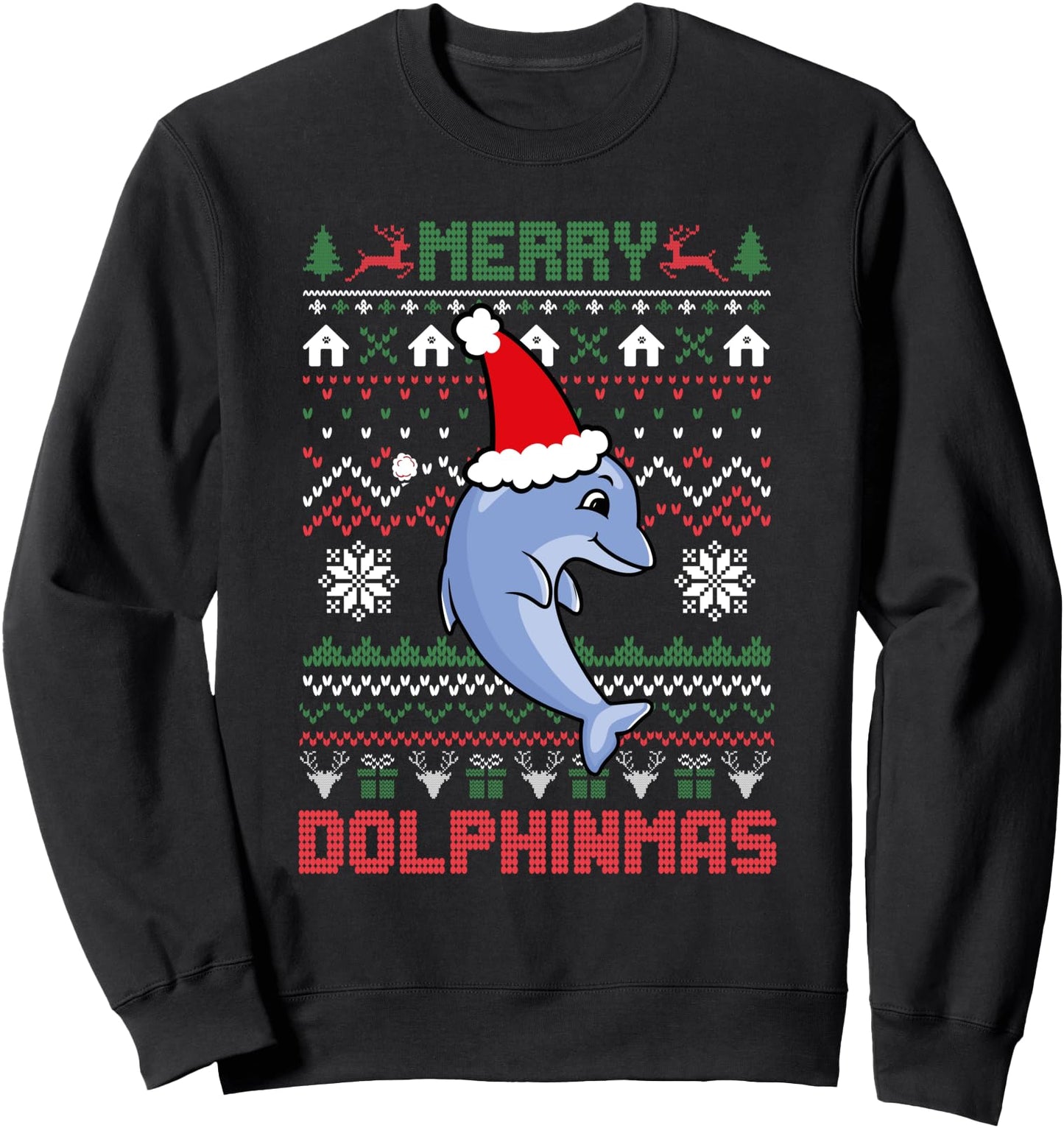 Funny Merry Dolphintmas Ugly Christmas Sweater Dolphin Santa Sweatshirt