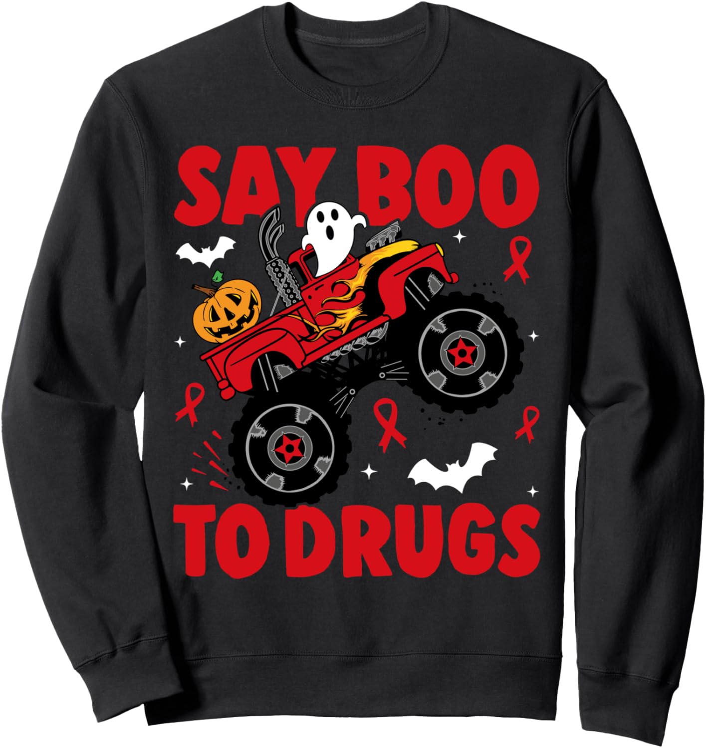 Red Ribbon Week Awareness Halloween Say Boo To Drugs Ghost Sweatshirt