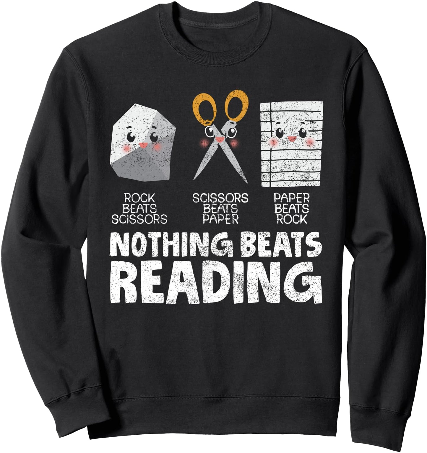 Rock Paper Scissor Reading Book Reading Teacher Bookworm Te Sweatshirt