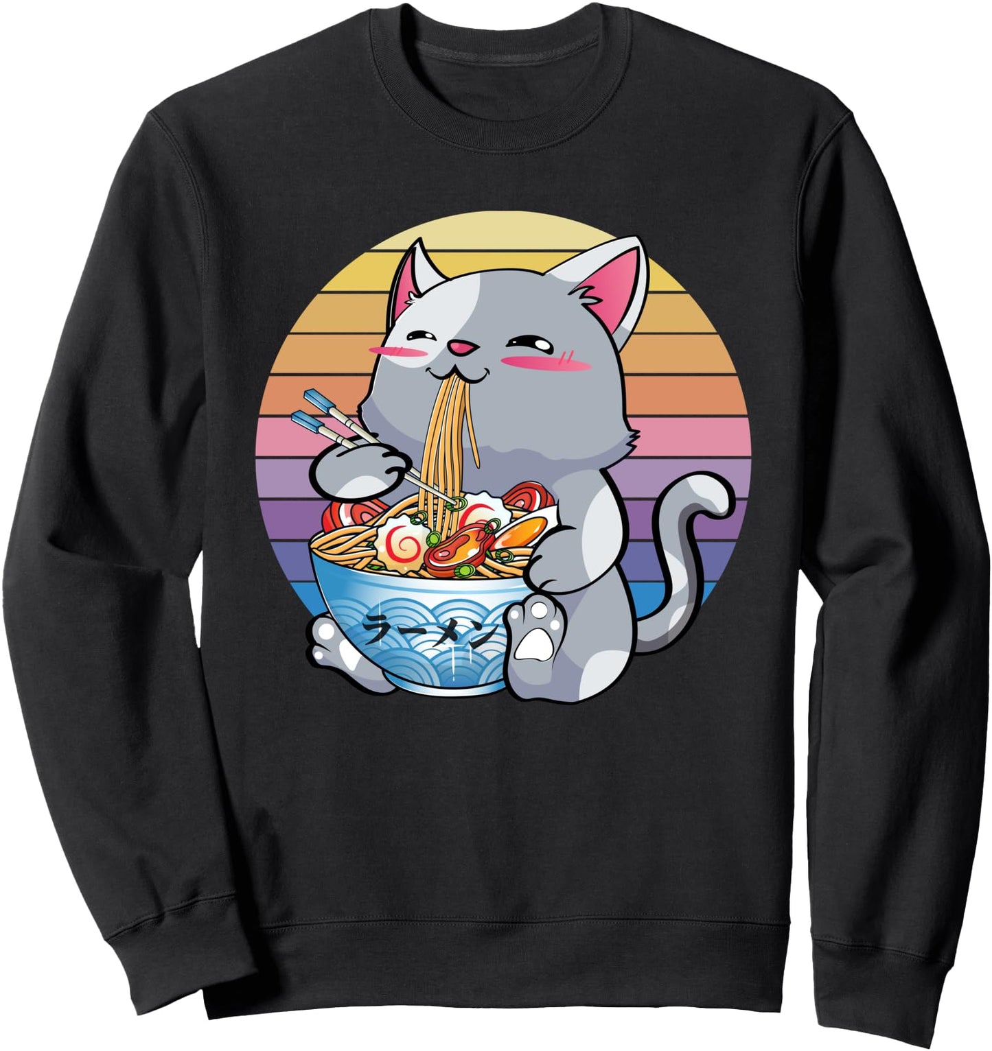 Vintage Ramen Cat Kawaii Neko Anime Japanese Noodle Gift Sweatshirt