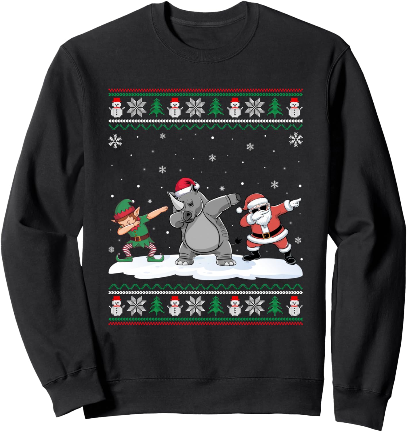 Dabbing Santa Elf Rhino Girls Boys Kids Christmas Sweatshirt