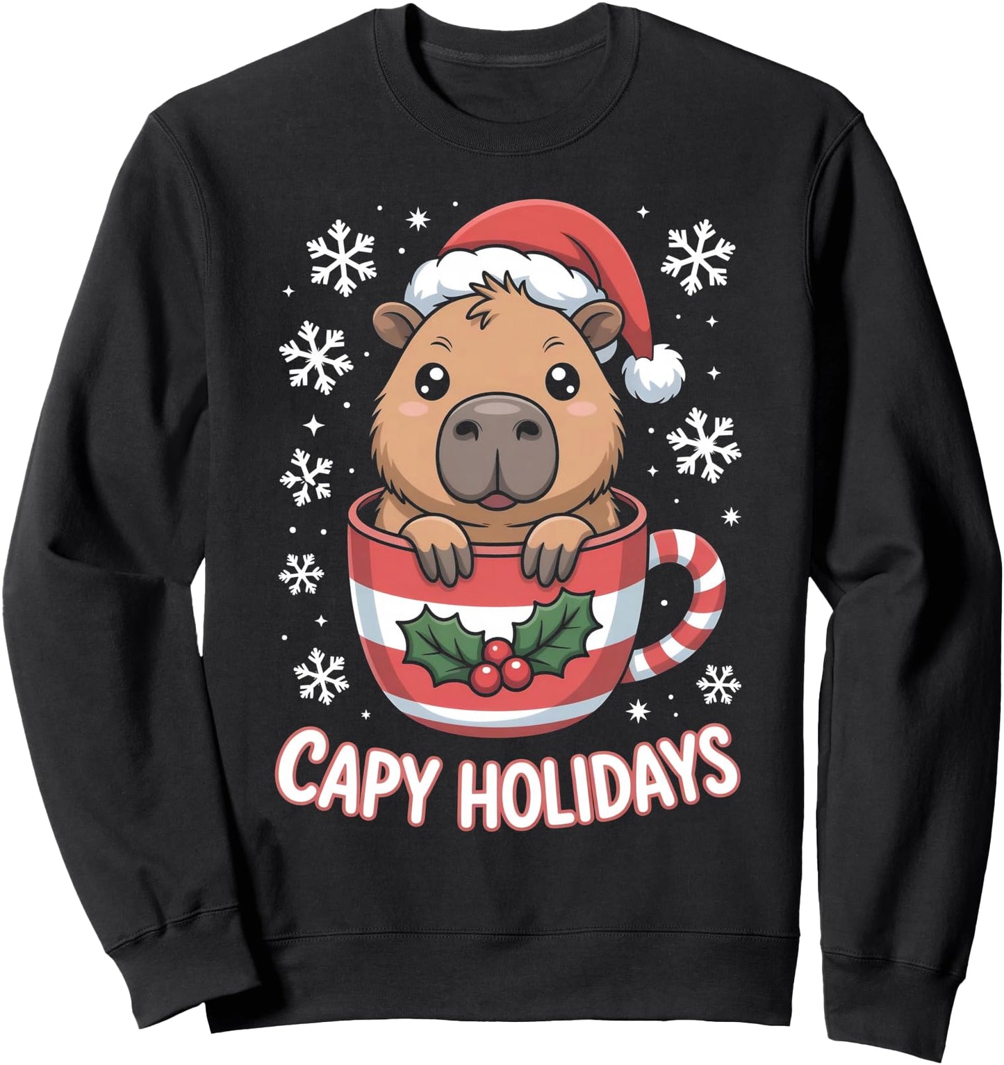 Capy Holidays Cute Capybara Christmas Santa Funny Holiday Sweatshirt