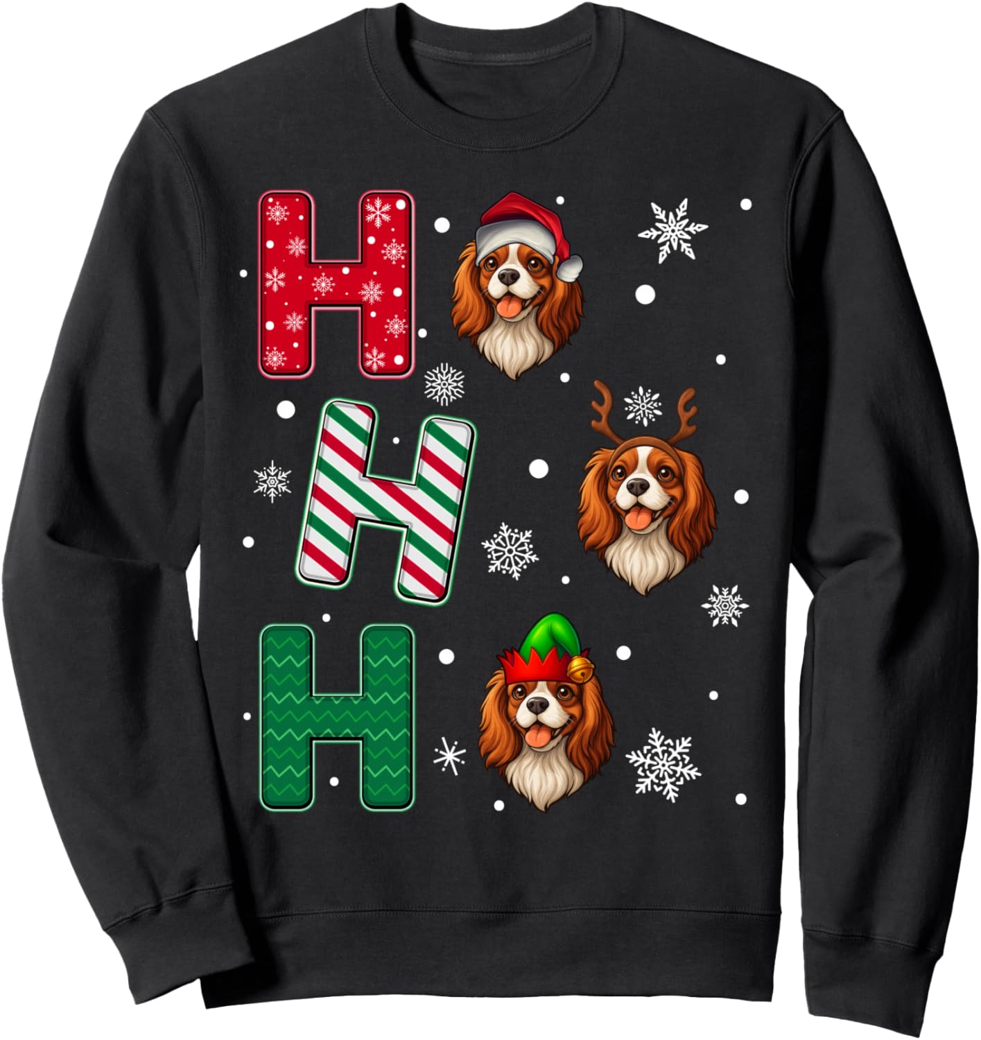 Ho Ho Ho Cavalier King Charles Spaniel Dog Santa Elf Xmas Sweatshirt