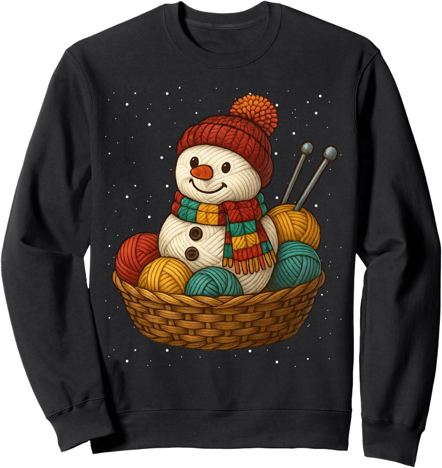 Yarn Snowman Knitting Crafting Crocheting Quilter Christmas Sweatshirt