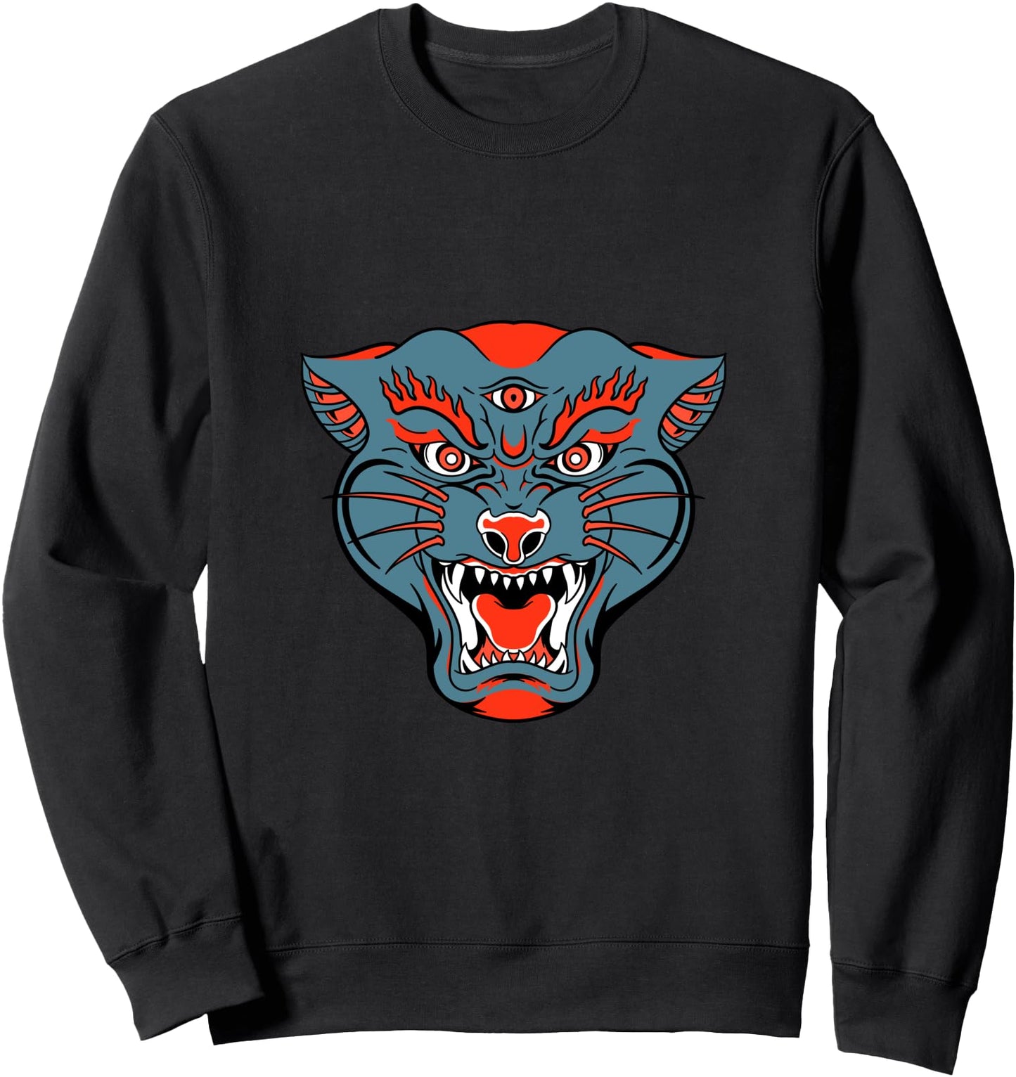 Aesthetic Tiger Face With Third Eye Japanese Mask Spiritual Sweatshirt