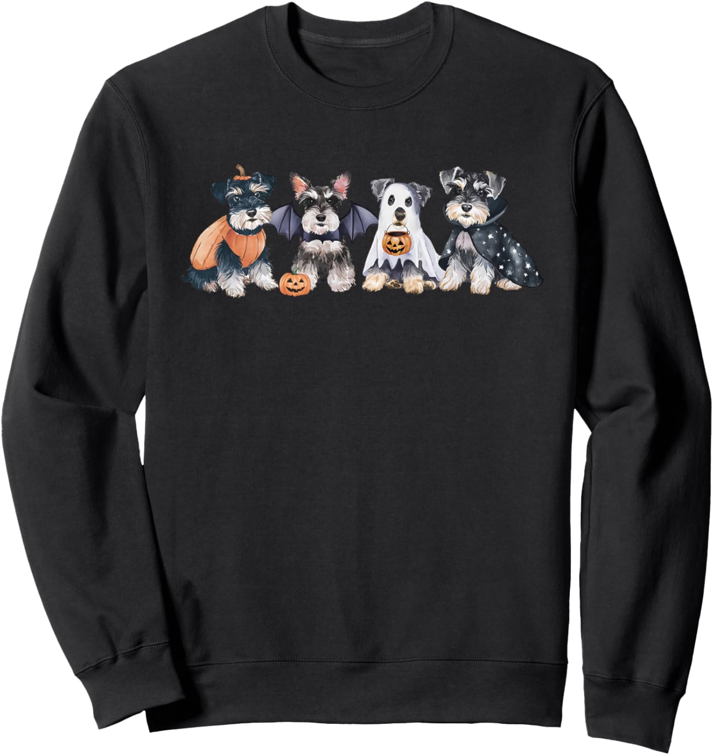 Cute Ghost Witch Miniature Schnauzer Halloween Dog Lover Sweatshirt