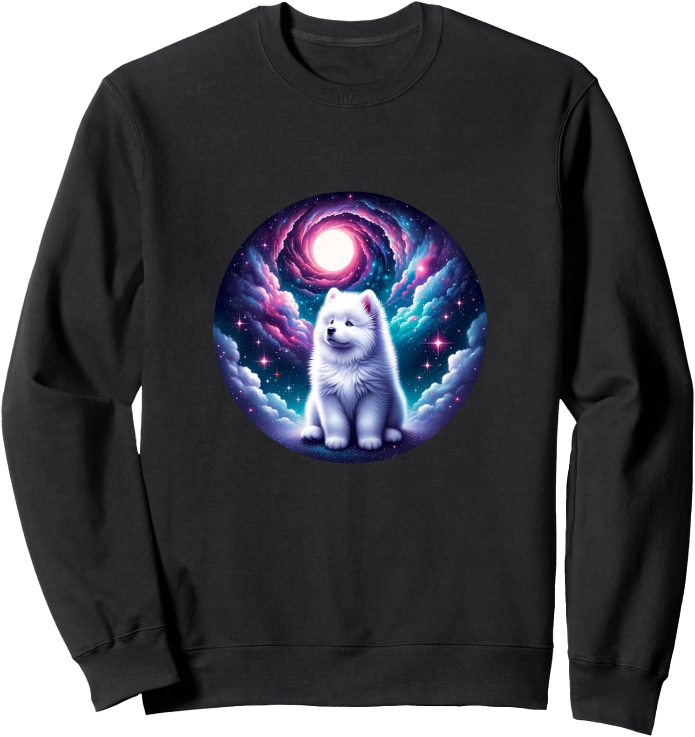 Samoyed Dog Under The Spiral Galaxy In Space Sweatshirt