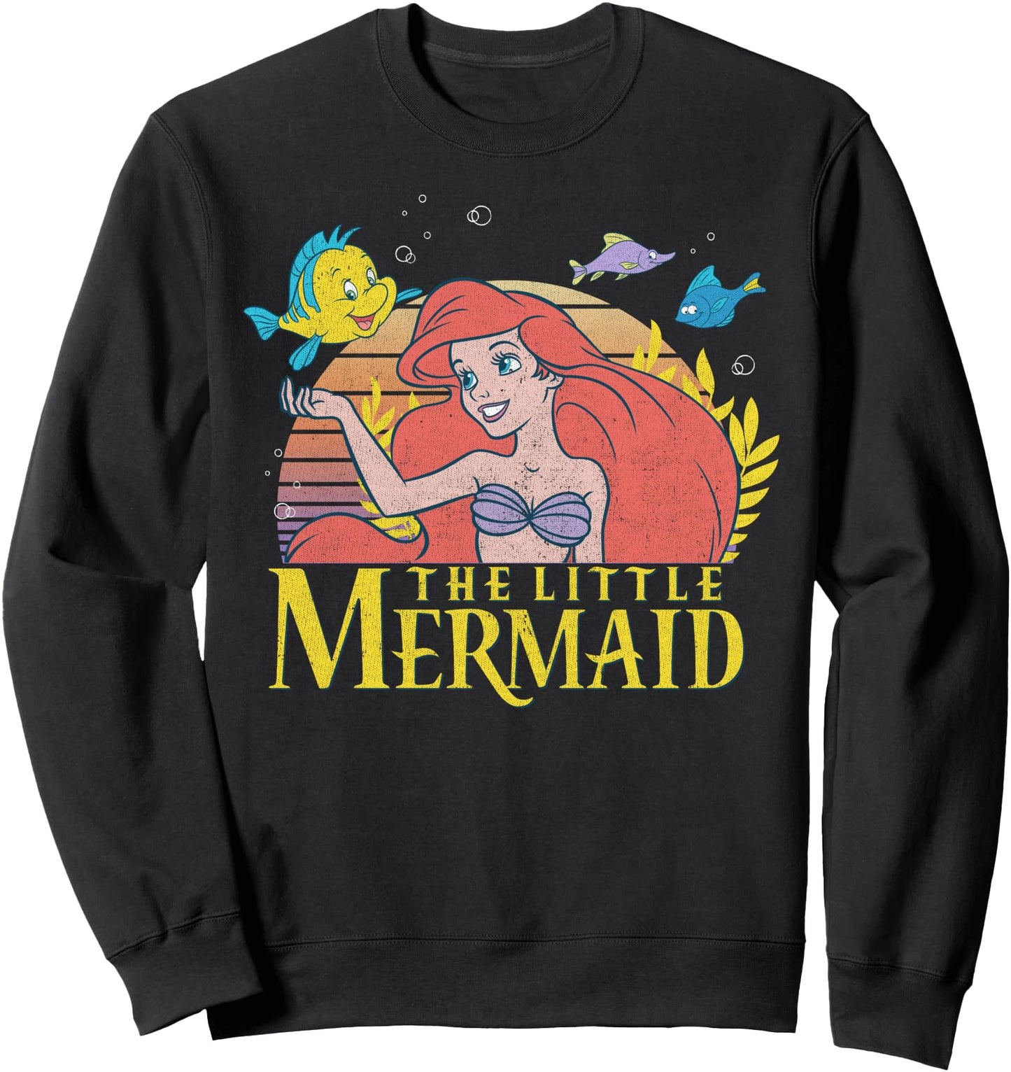 Disney Little Mermaid Ariel Flounder Logo Graphic Sweatshirt Sweatshirt
