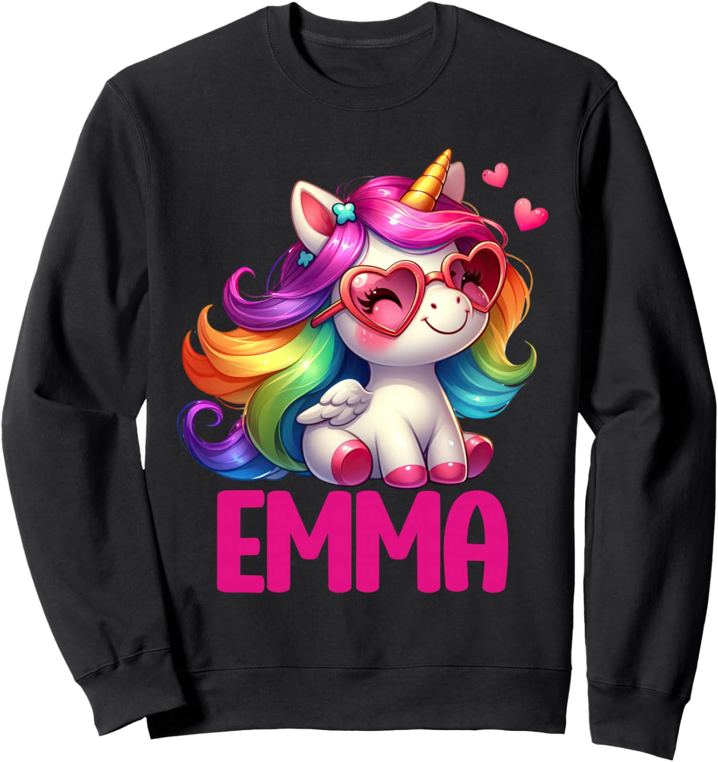 Emma Personalized Name Colorful Unicorn Women Girls Sweatshirt